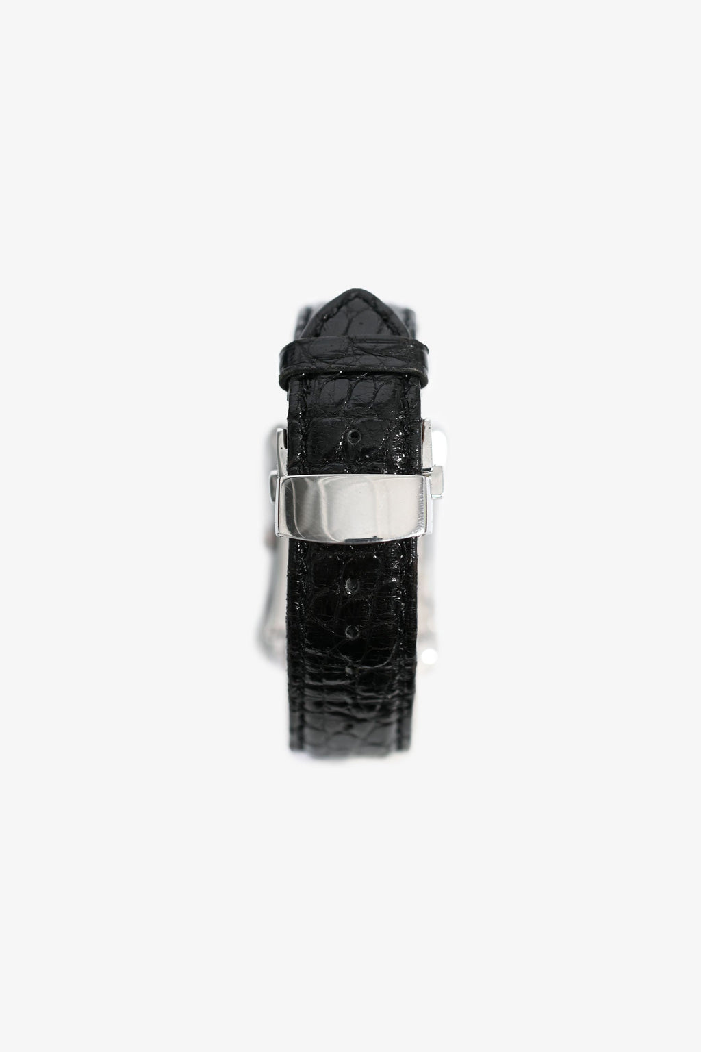 Piaget White Gold Black Leather Strap Guilloche Dial 'Emperador' Automatic Watch