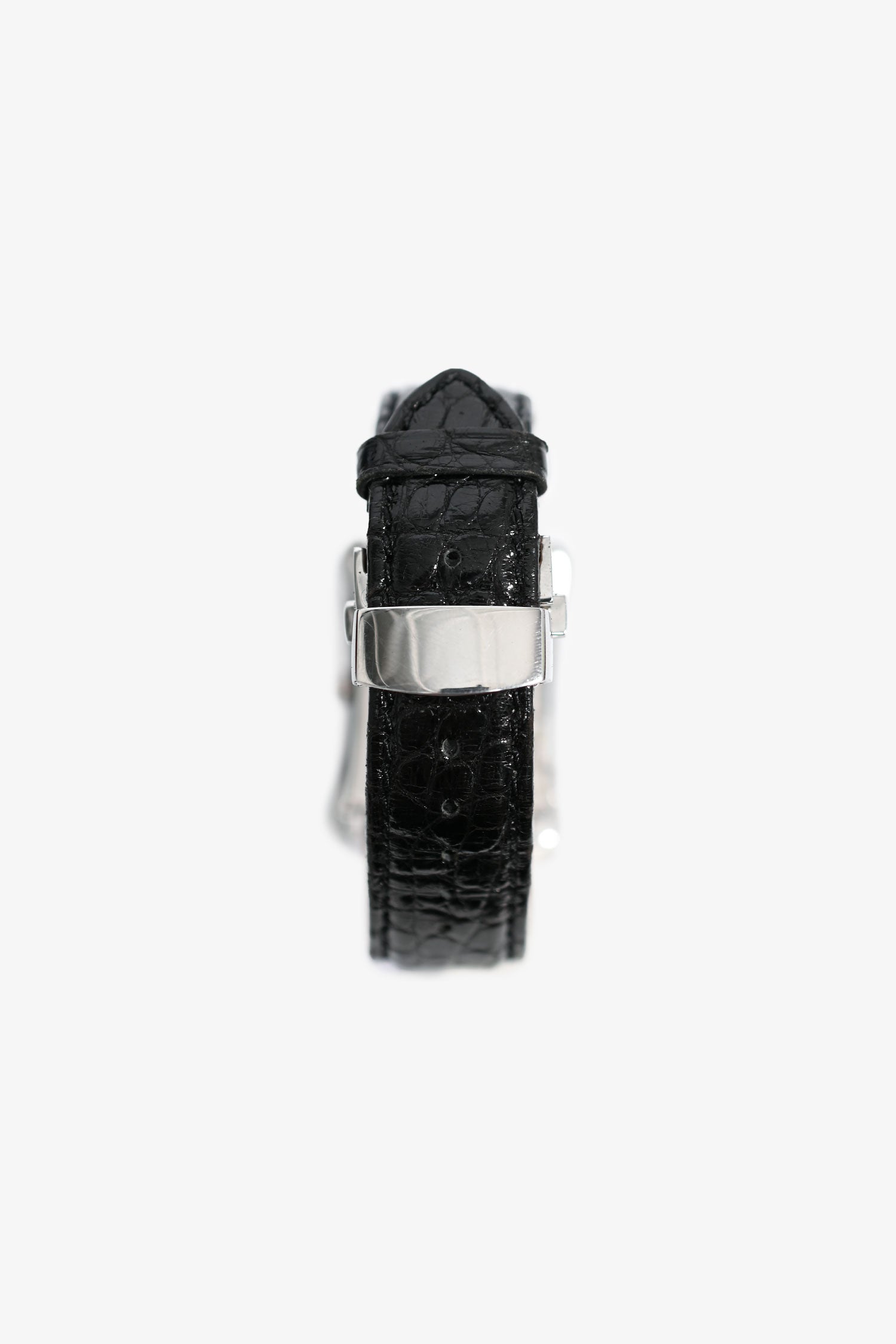Piaget White Gold Black Leather Strap Guilloche Dial 'Emperador' Automatic Watch