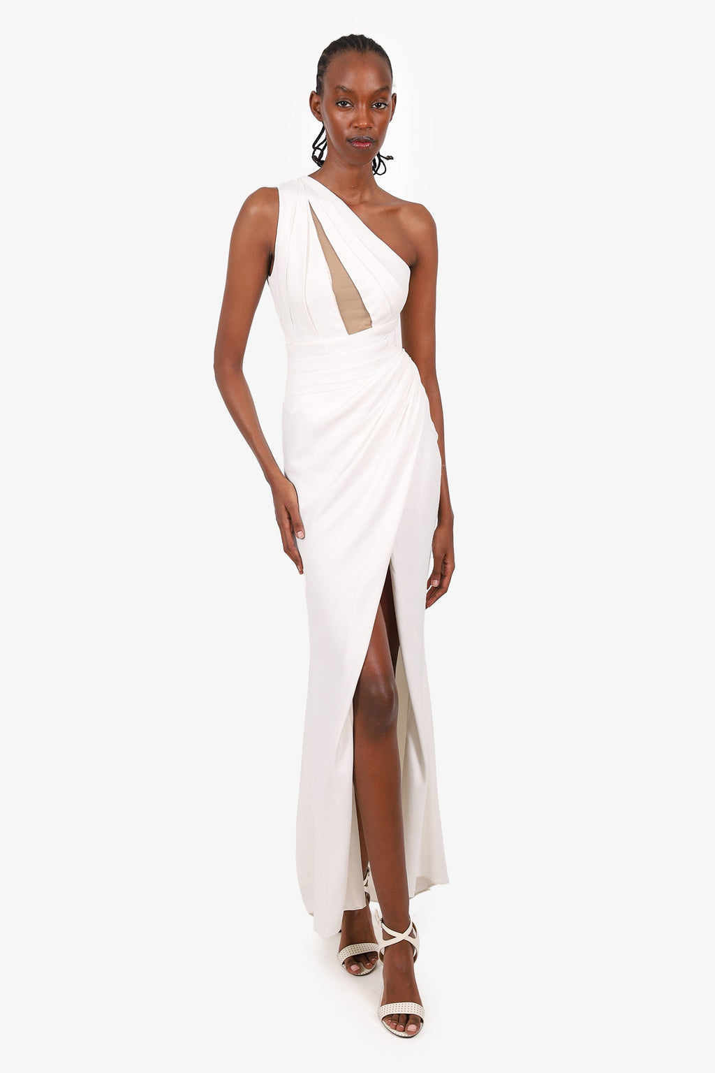 Galia Lahav White One-Shoulder Long Dress Size 34