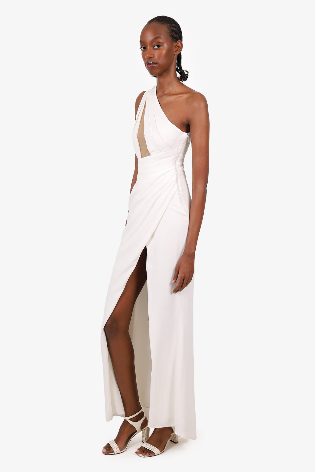 Galia Lahav White One-Shoulder Long Dress Size 34