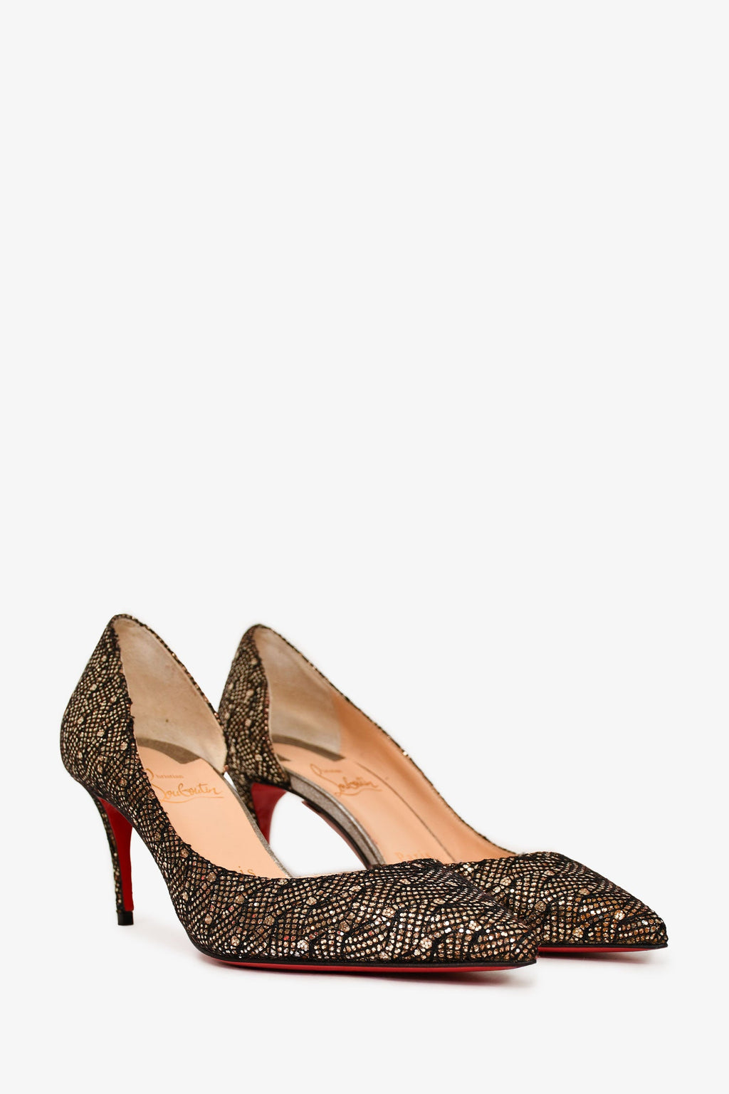 Christian Louboutin Black/Gold 'Iriza 70' Heels Size 35
