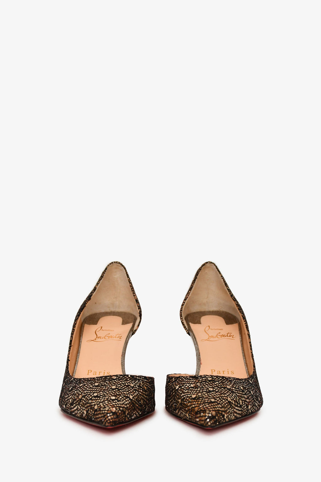 Christian Louboutin Black/Gold 'Iriza 70' Heels Size 35