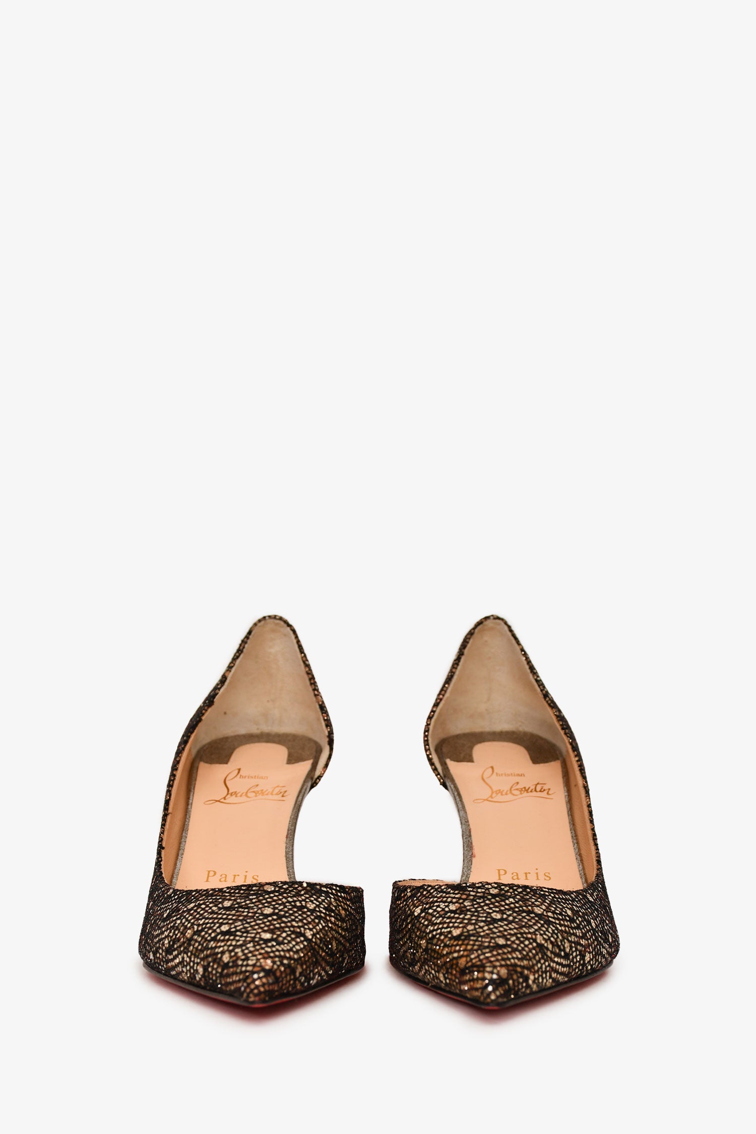 Christian Louboutin Black/Gold 'Iriza 70' Heels Size 35