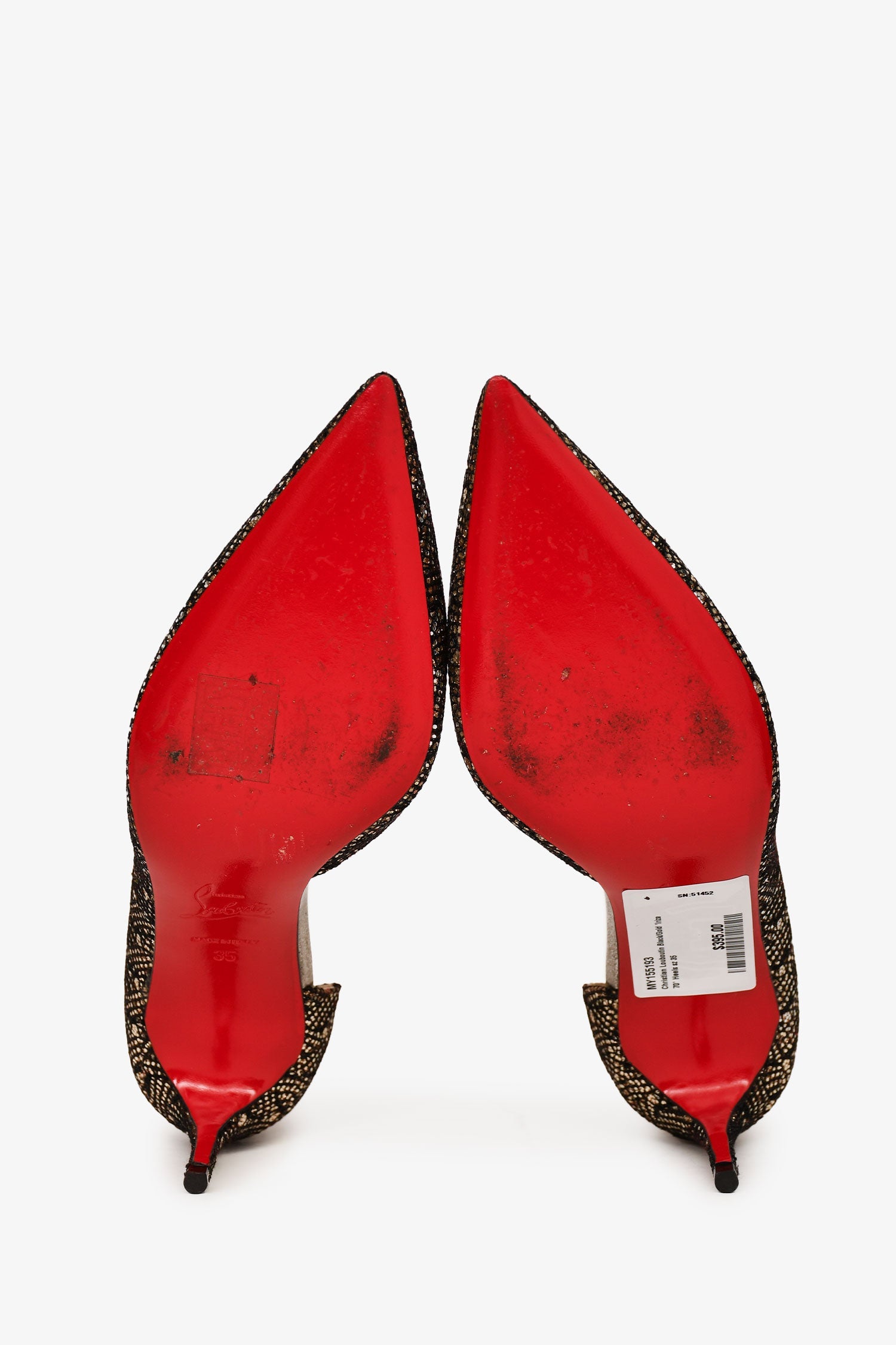 Christian Louboutin Black/Gold 'Iriza 70' Heels Size 35