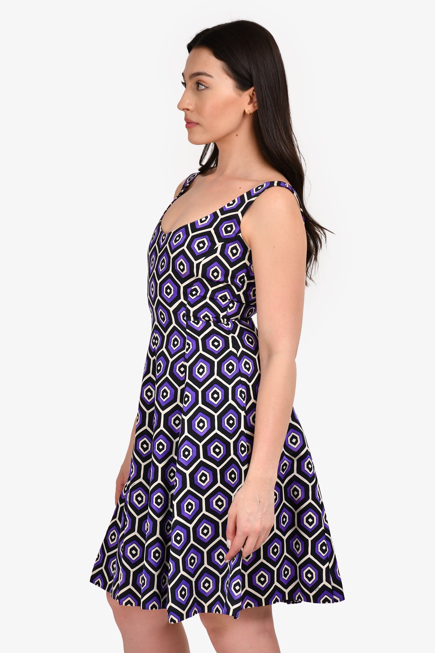 Prada 2012 Purple/Black Geometric Sundress Size 36