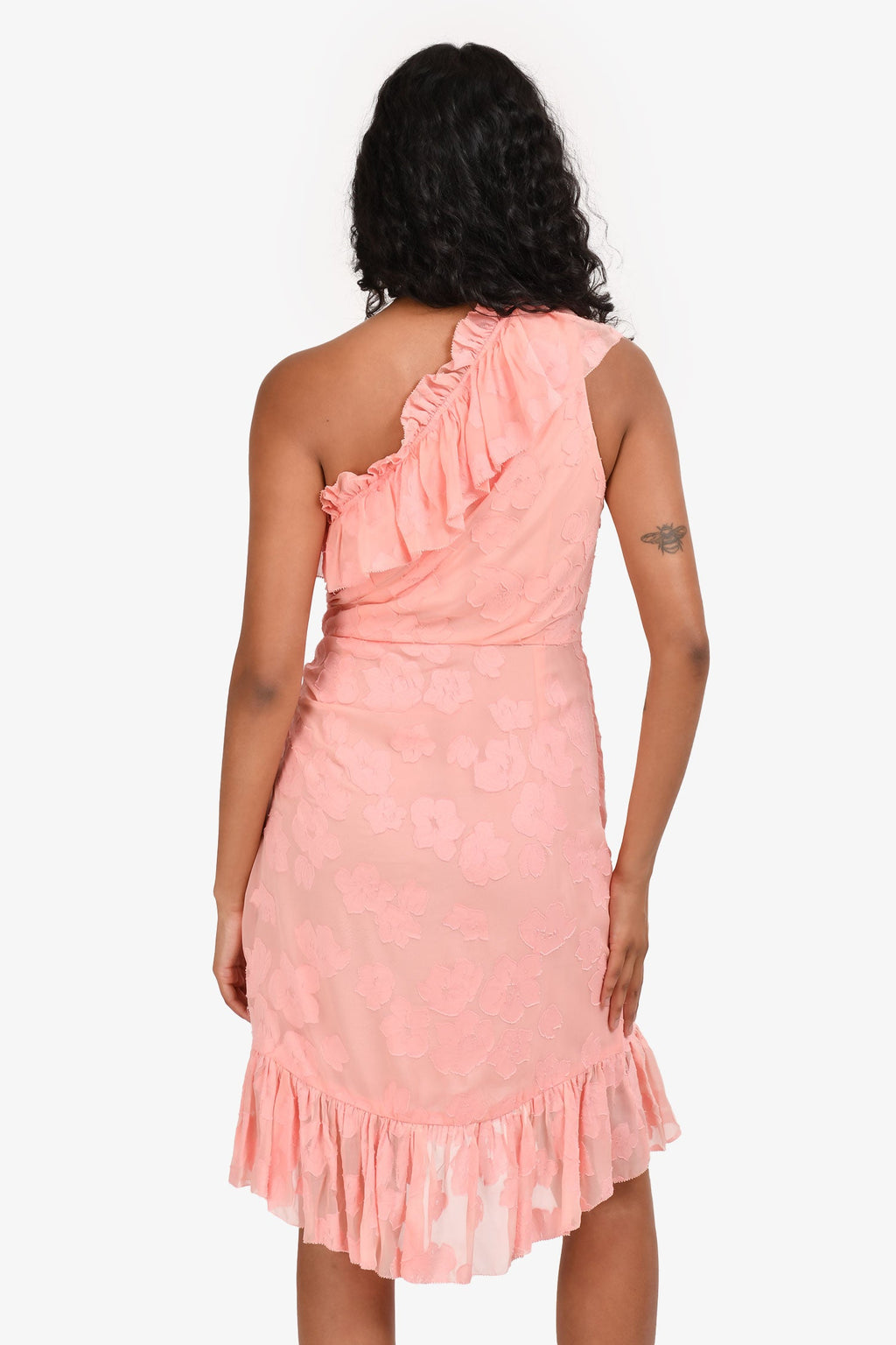 Ulla Johnson Pink Floral Applique One Shoulder Dress Size 4