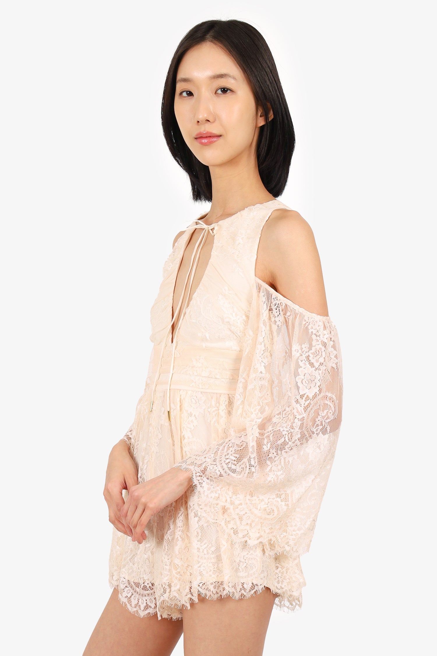 Alice McCall Pink Lace Off-the-Shoulder Mini Dress Size 0