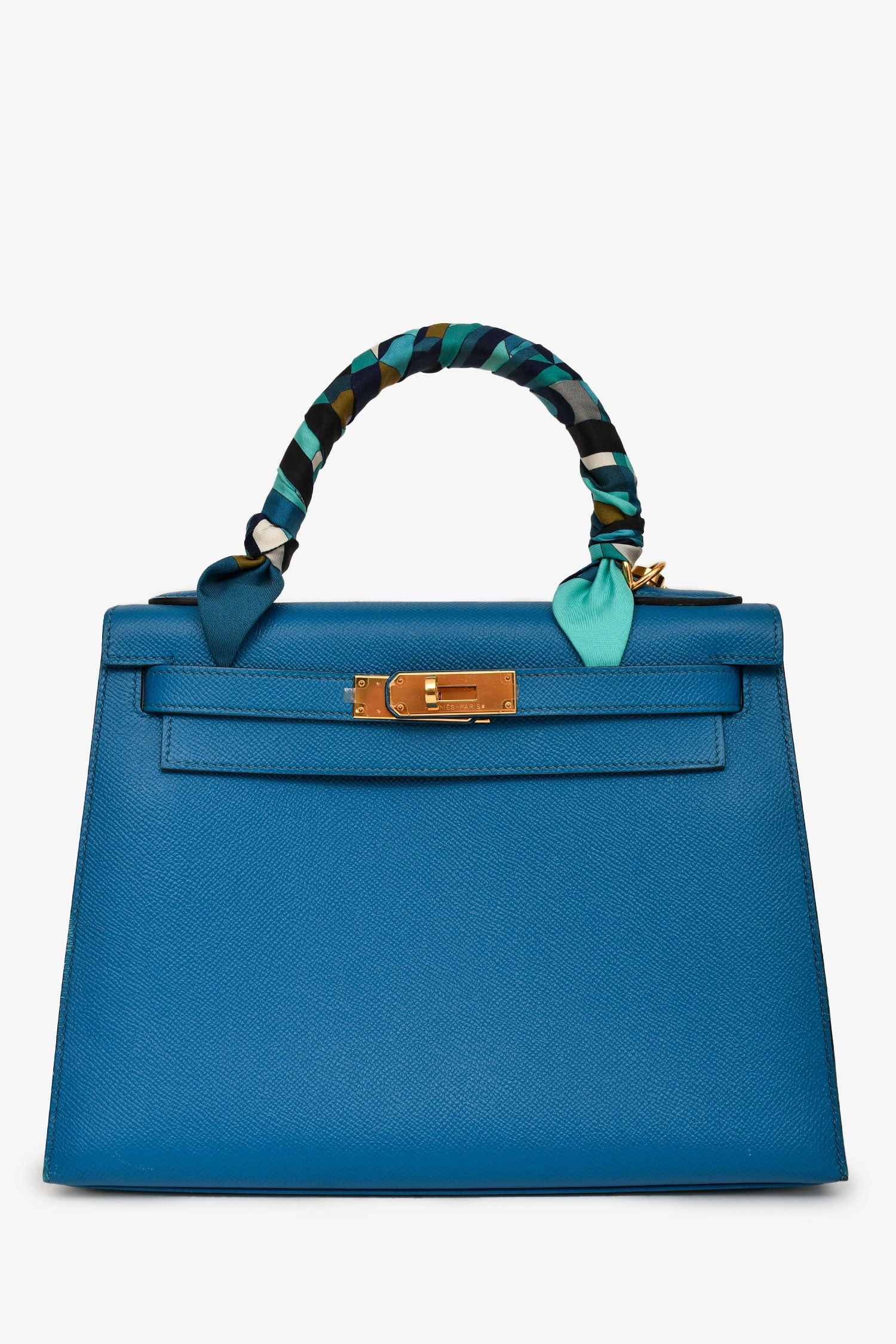 Hermès 2014 Blue Epsom Leather Kelly 28 GHW With Strap