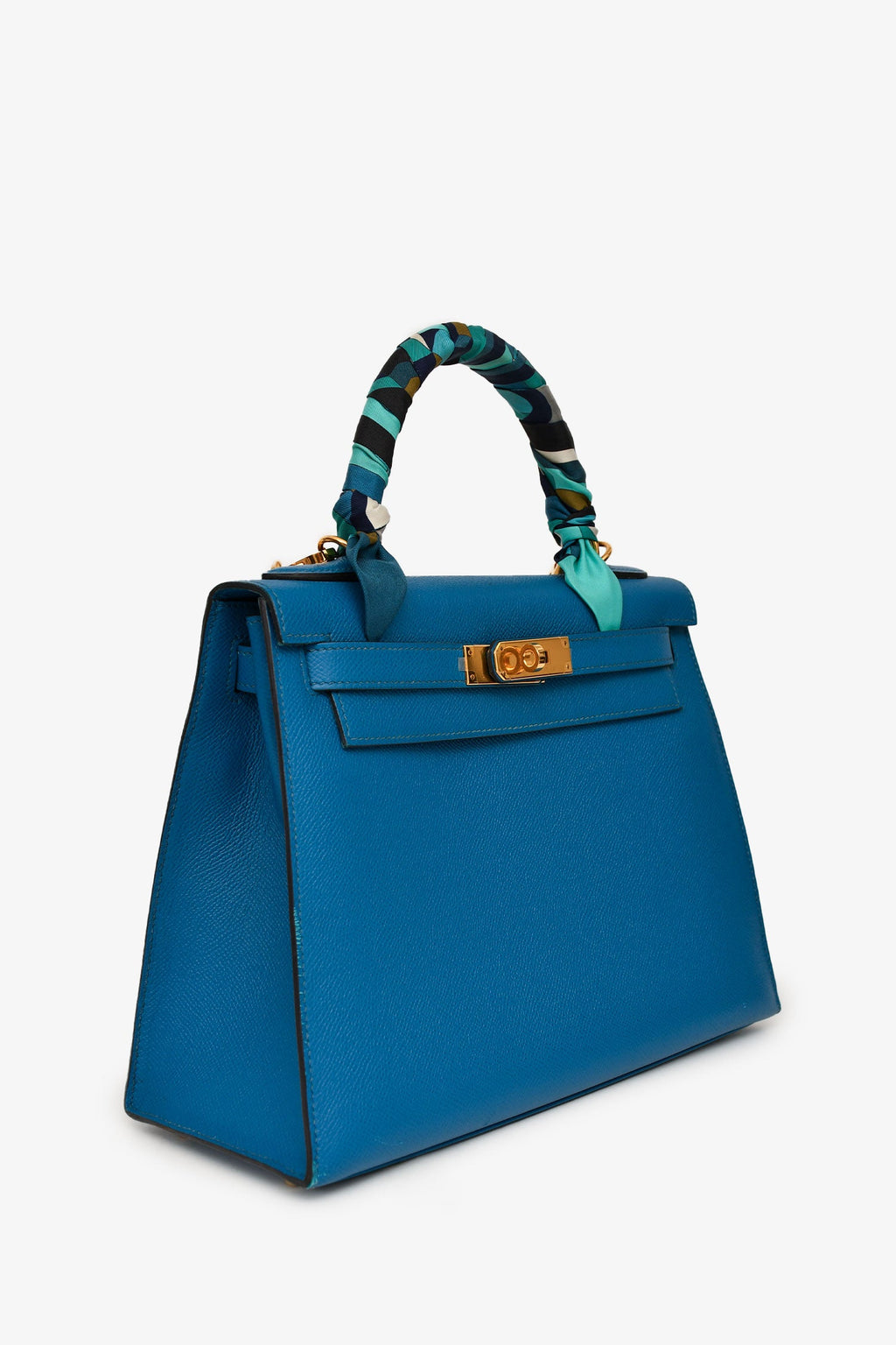 Hermès 2014 Blue Epsom Leather Kelly 28 GHW With Strap