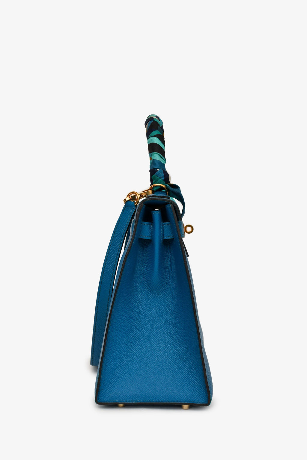 Hermès 2014 Blue Epsom Leather Kelly 28 GHW With Strap