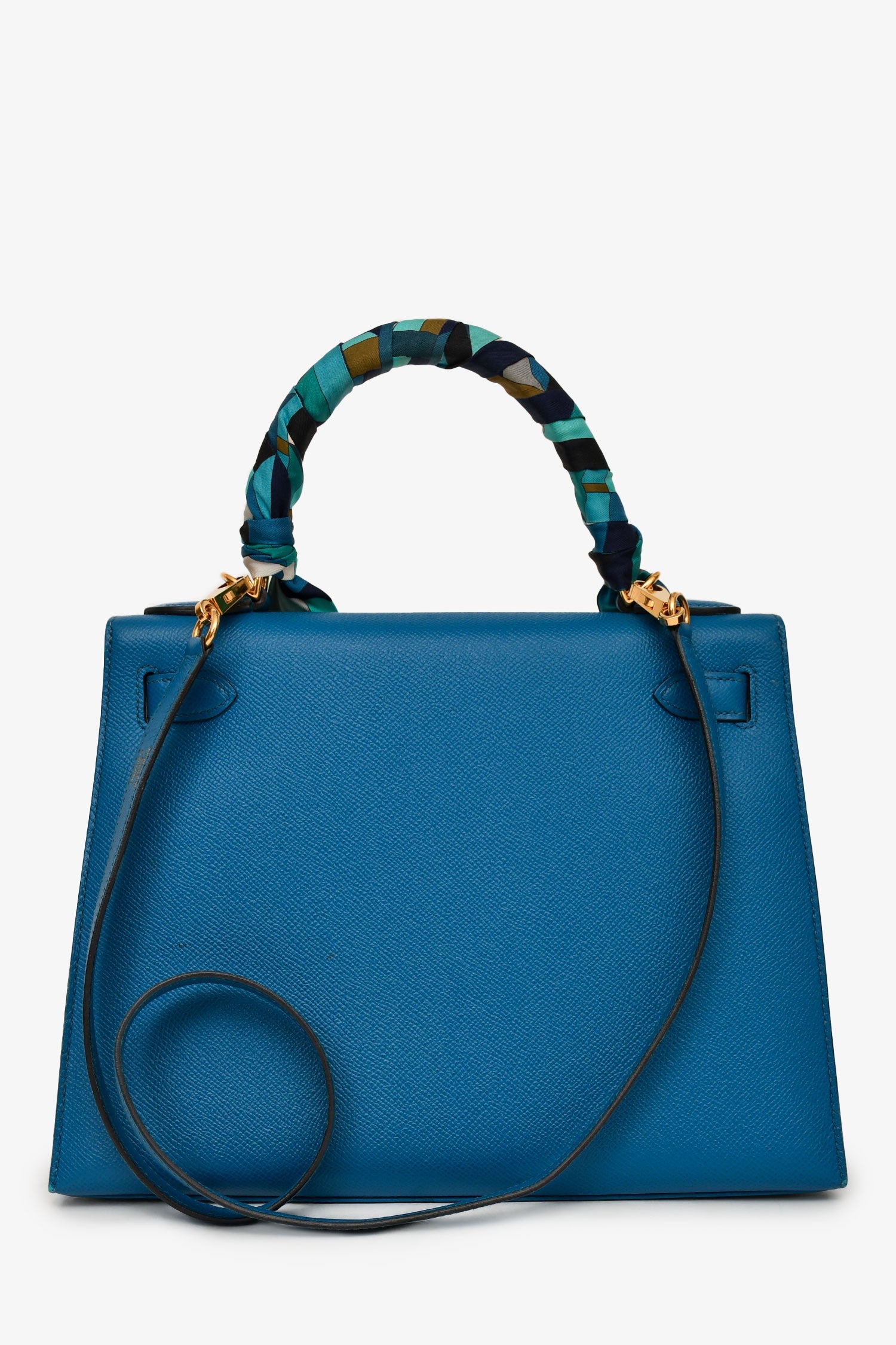 Hermès 2014 Blue Epsom Leather Kelly 28 GHW With Strap