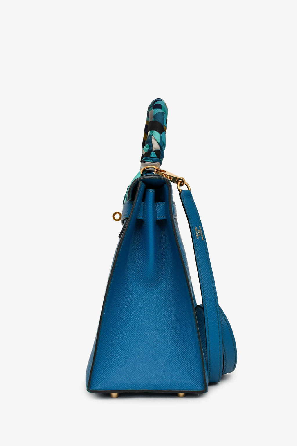 Hermès 2014 Blue Epsom Leather Kelly 28 GHW With Strap