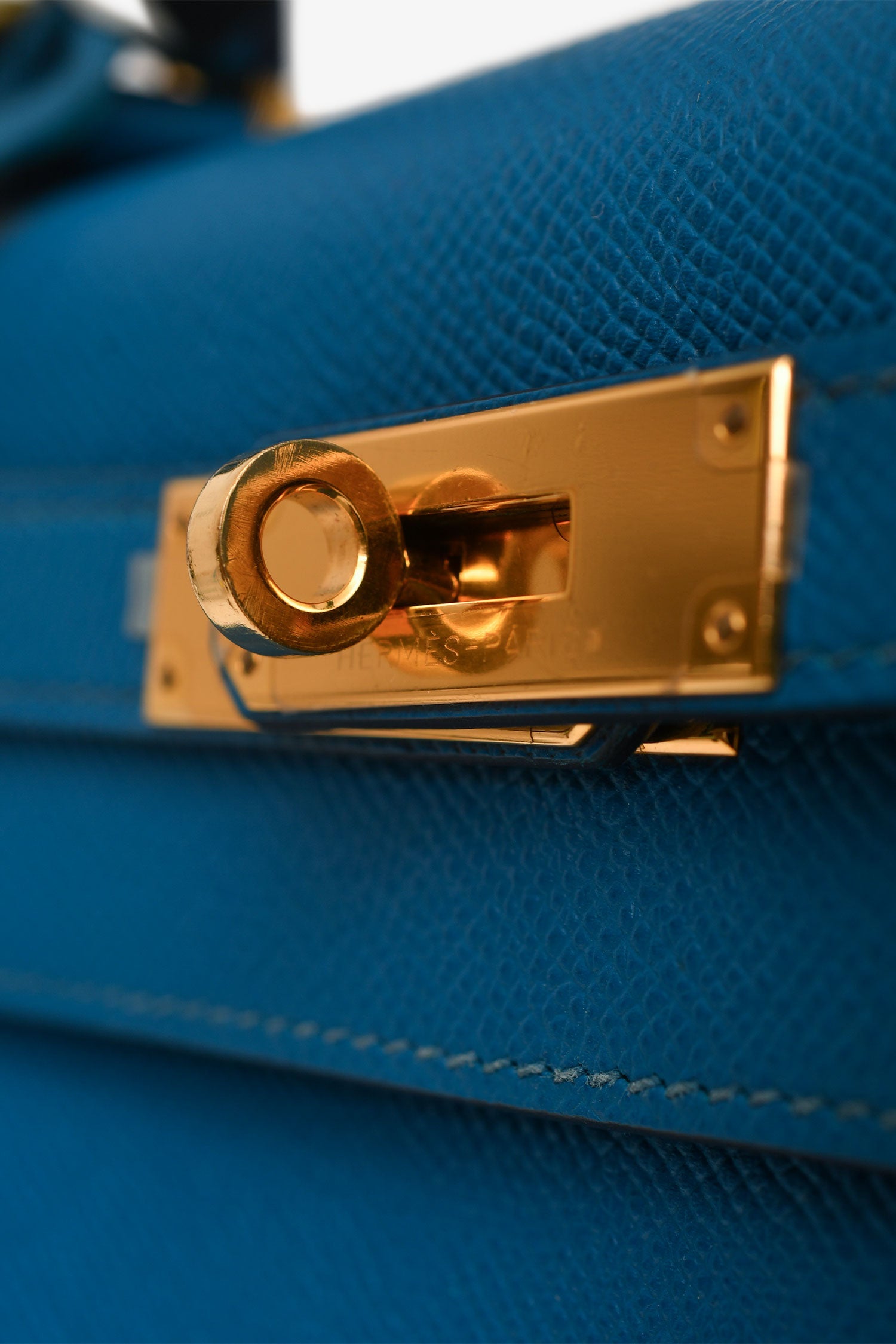 Hermès 2014 Blue Epsom Leather Kelly 28 GHW With Strap
