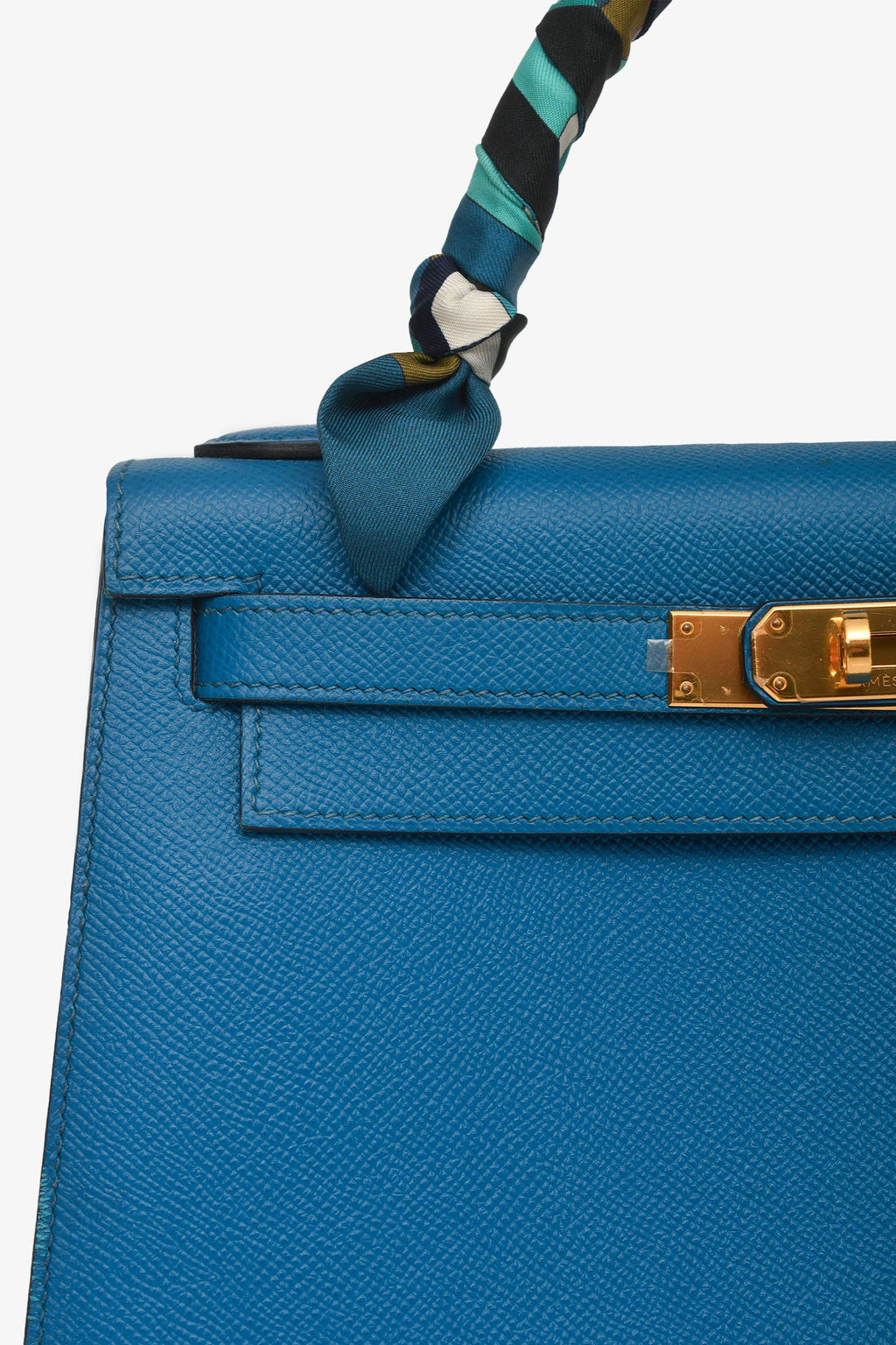 Hermès 2014 Blue Epsom Leather Kelly 28 GHW With Strap