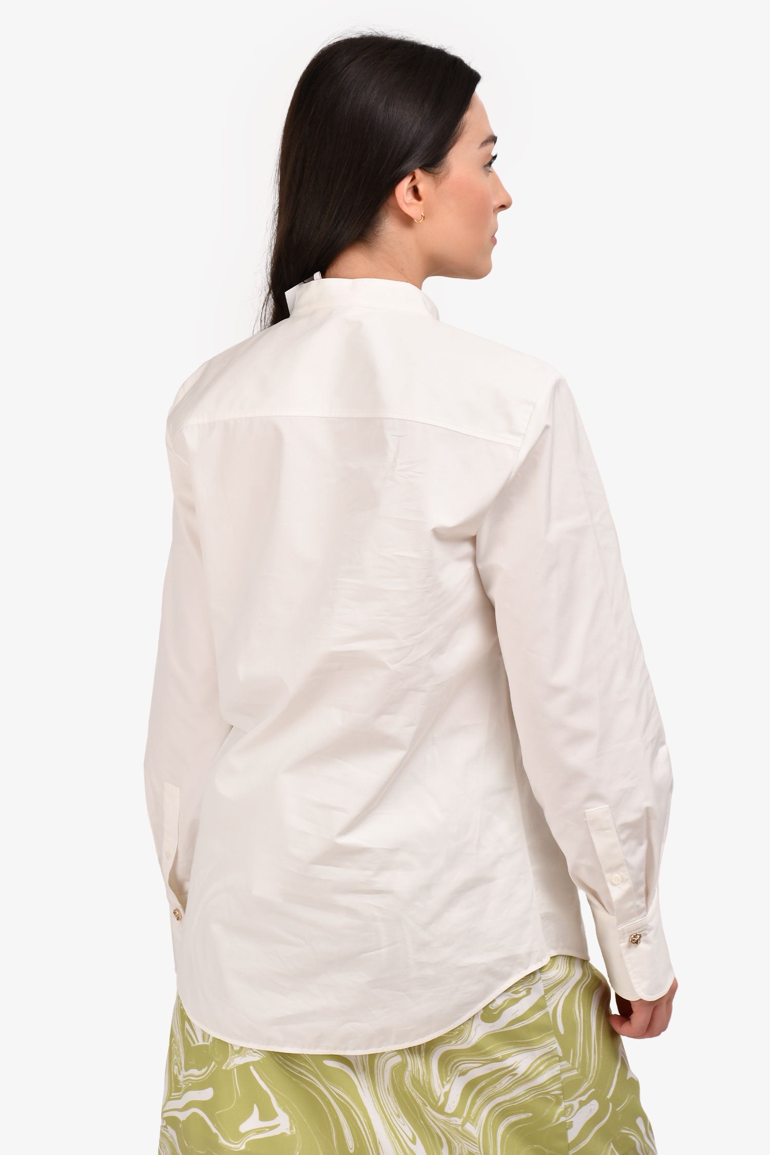 Chloe Cream Cotton Poplin Long Sleeve Blouse Size 38