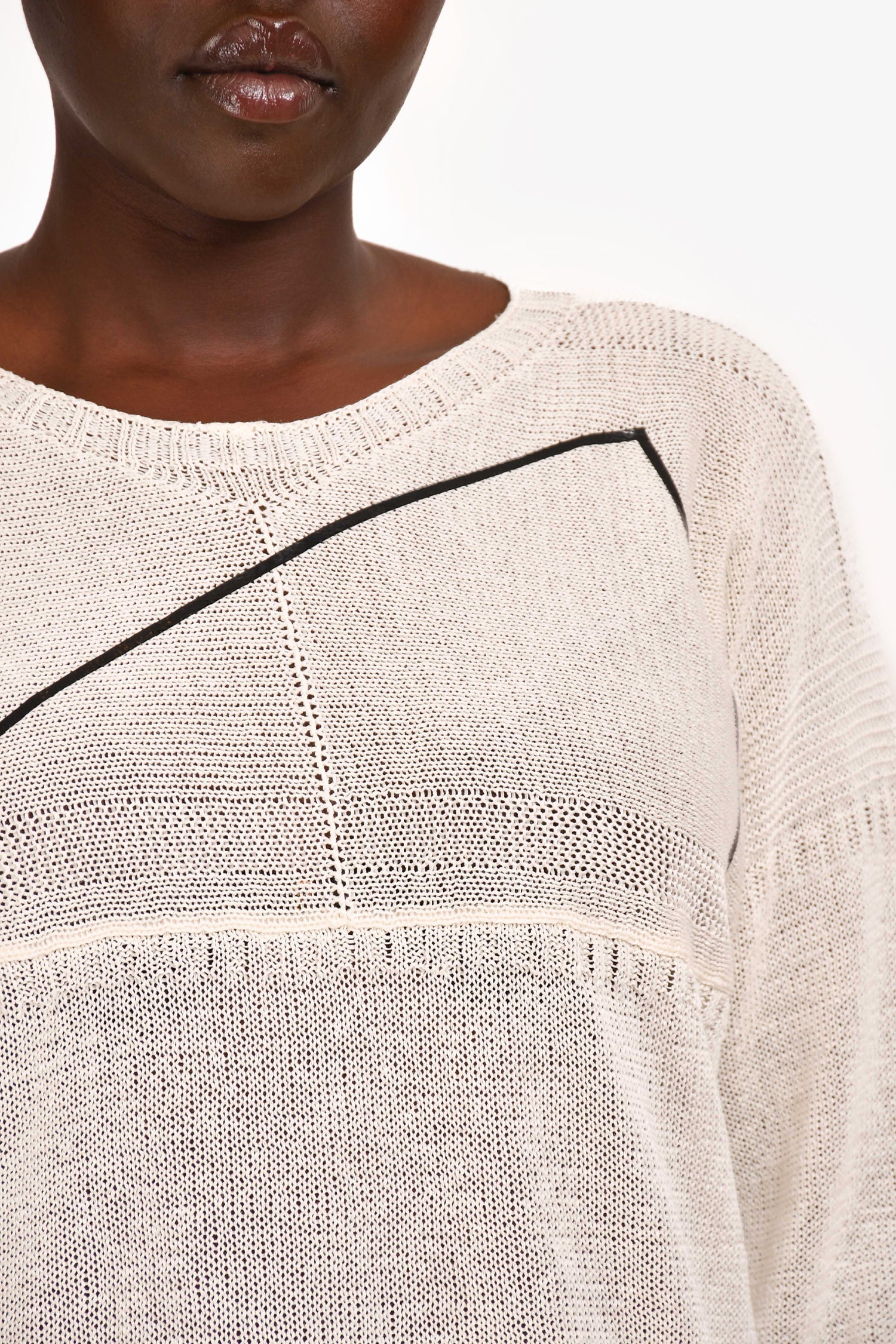Pre Loved Chanel™ White Cotton Black Striped Sweater Size 50