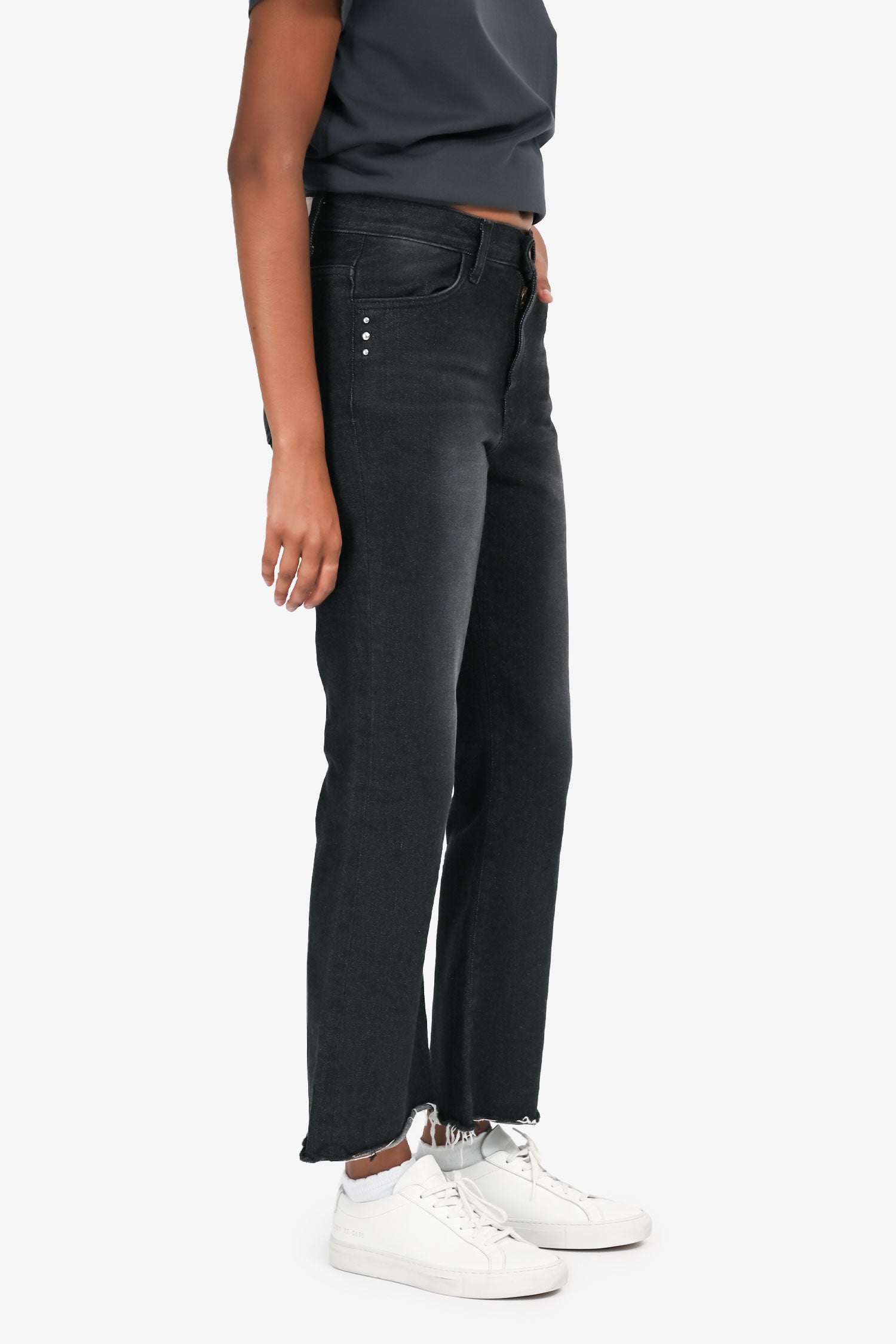 Andersson Bell Black Denim Stud Detailed Cropped Jeans Size S