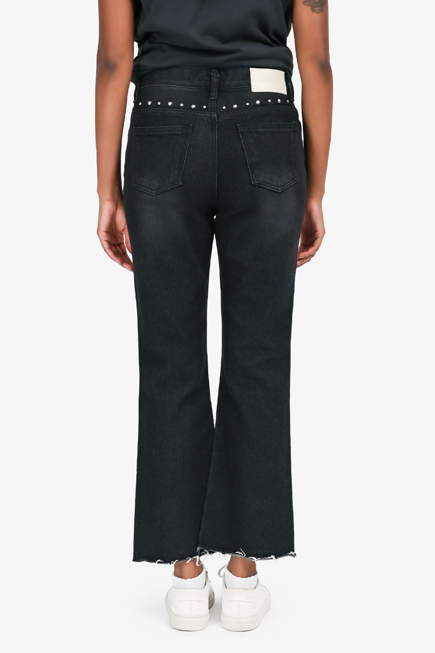 Andersson Bell Black Denim Stud Detailed Cropped Jeans Size S
