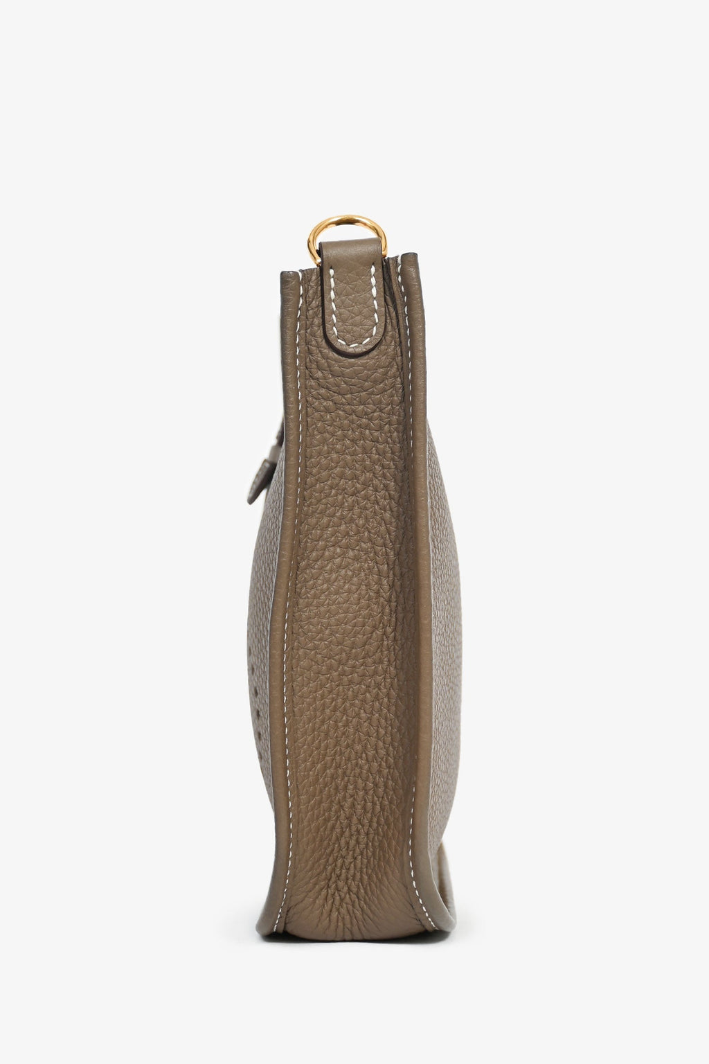 Hermès 2023 Etoupe Clemence Leather Evelyne 16 TPM Crossbody with Navy Blue Strap