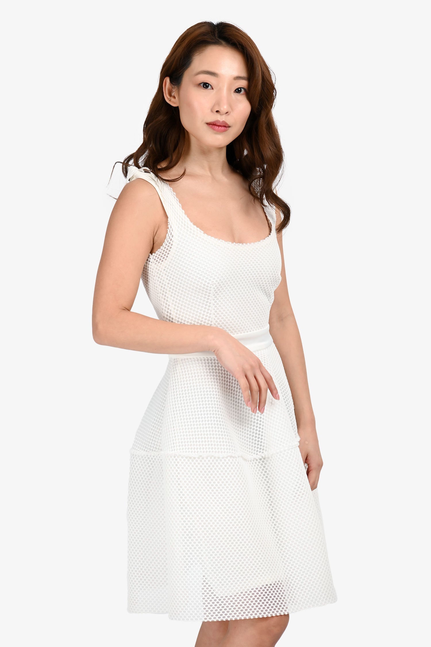 Maje White Mesh Sleeveless Midi Dress Size 1