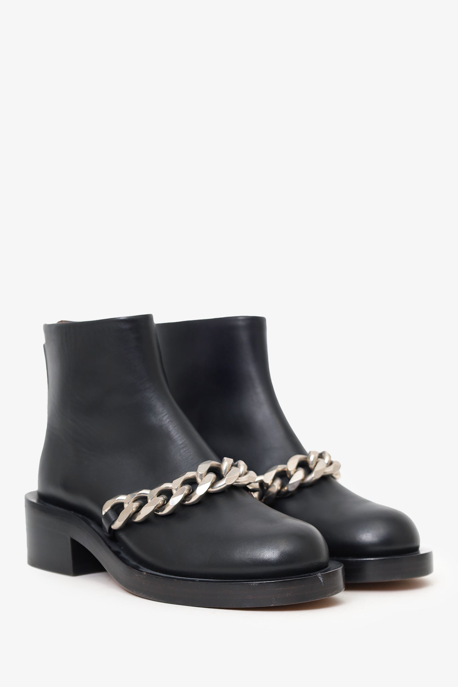Givenchy Black Leather Laura Chain-trimmed Ankle Boots Size 36