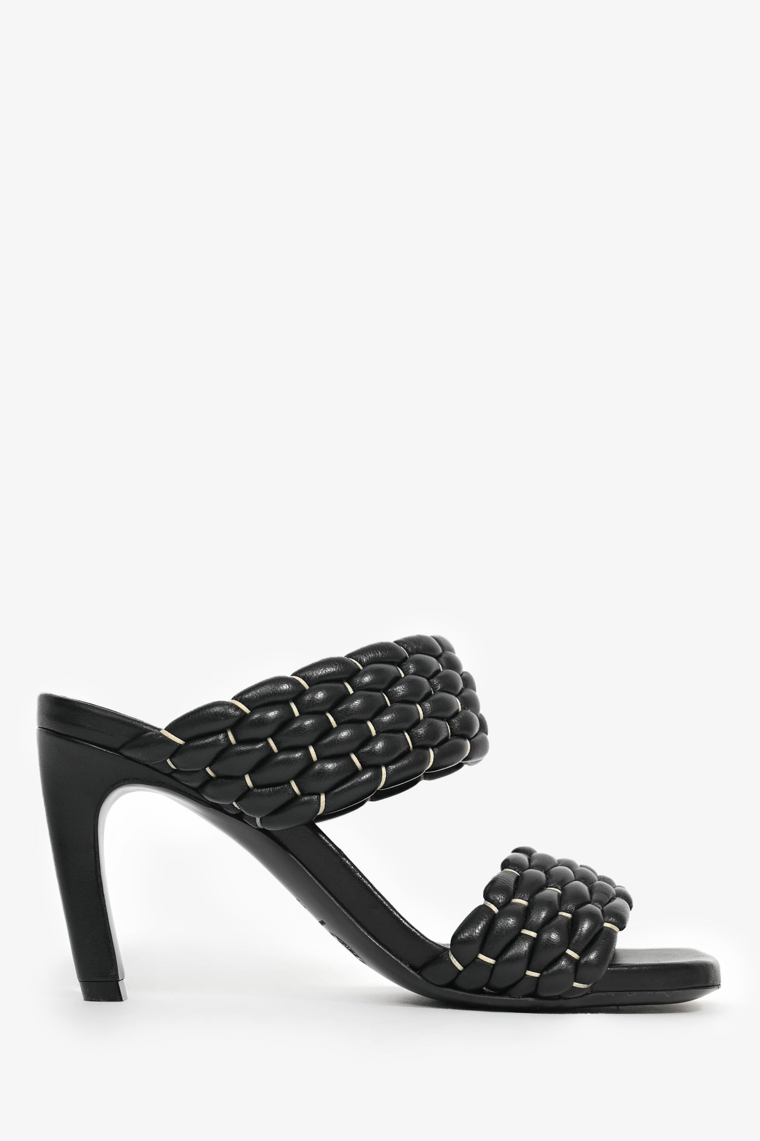 Dries Van Noten Black Woven Leather Heeled Mules Size 36