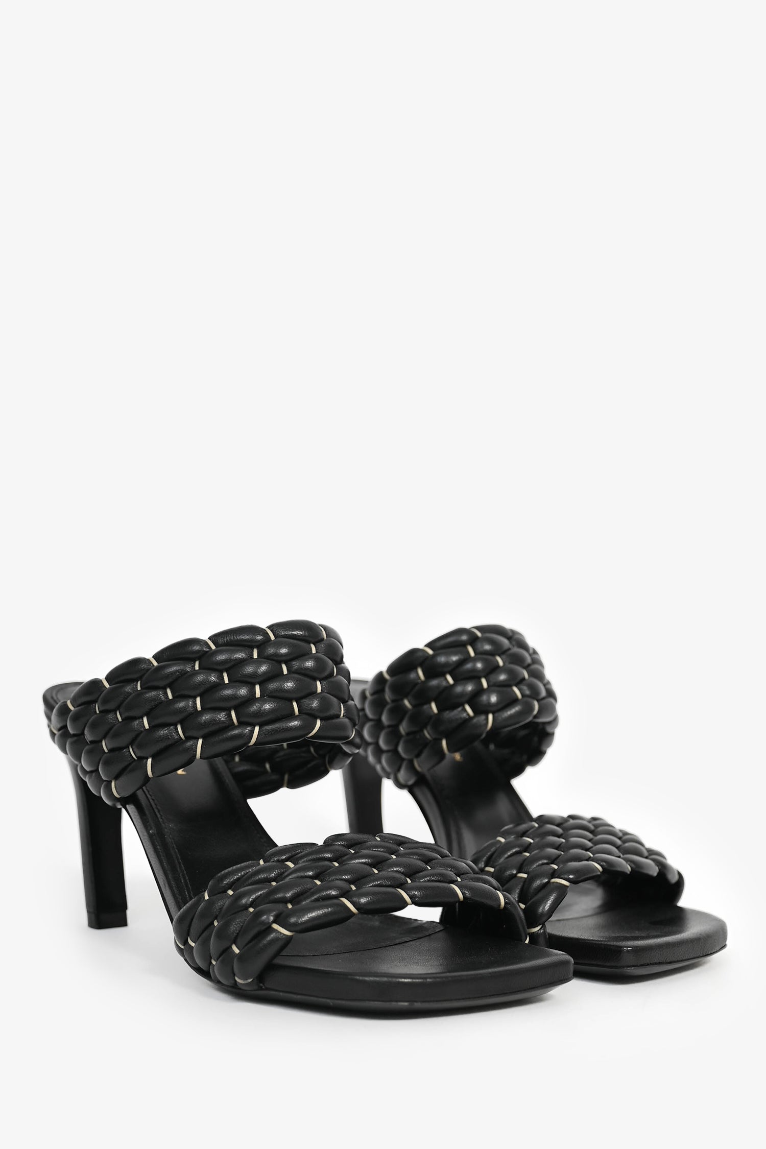 Dries Van Noten Black Woven Leather Heeled Mules Size 36