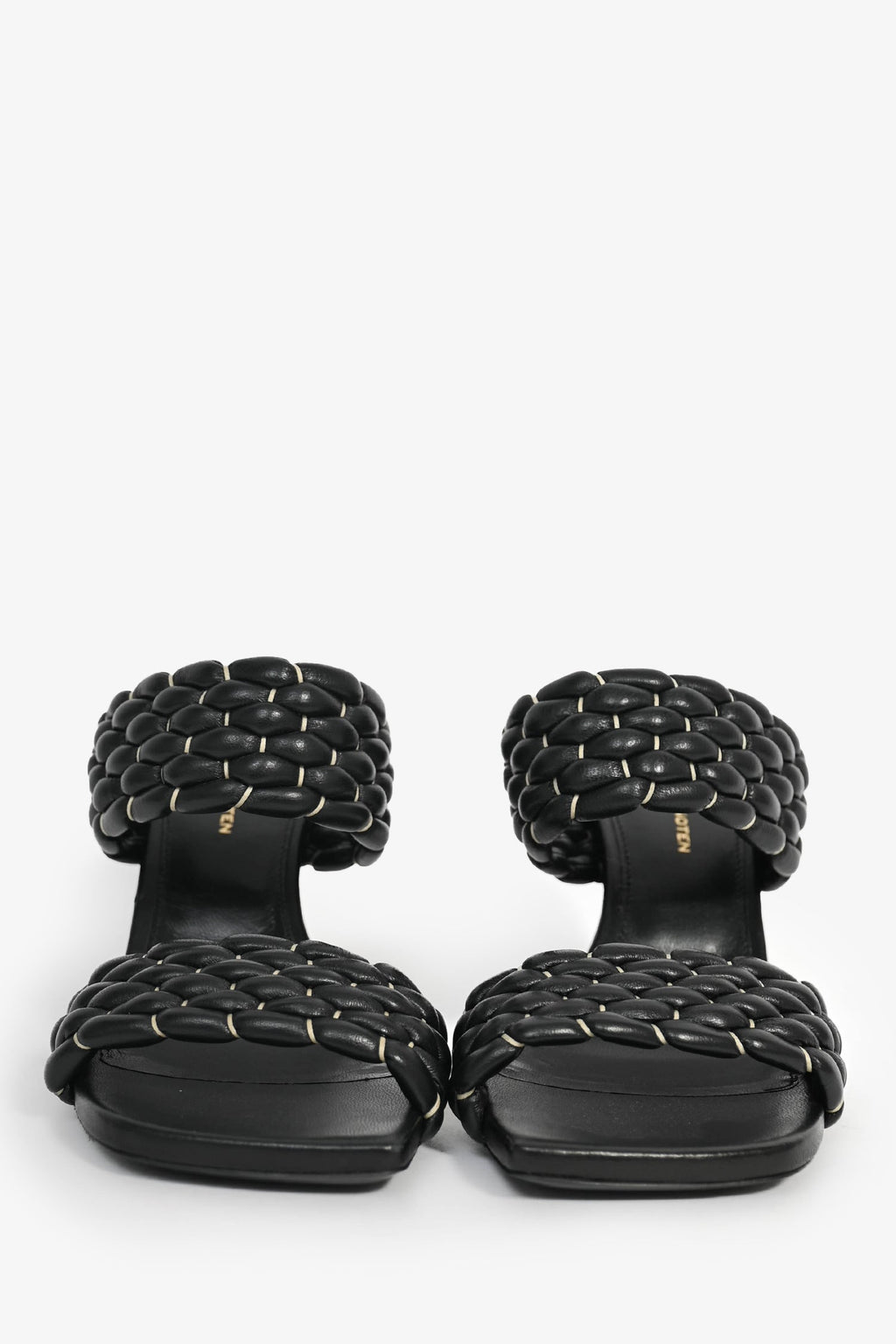 Dries Van Noten Black Woven Leather Heeled Mules Size 36