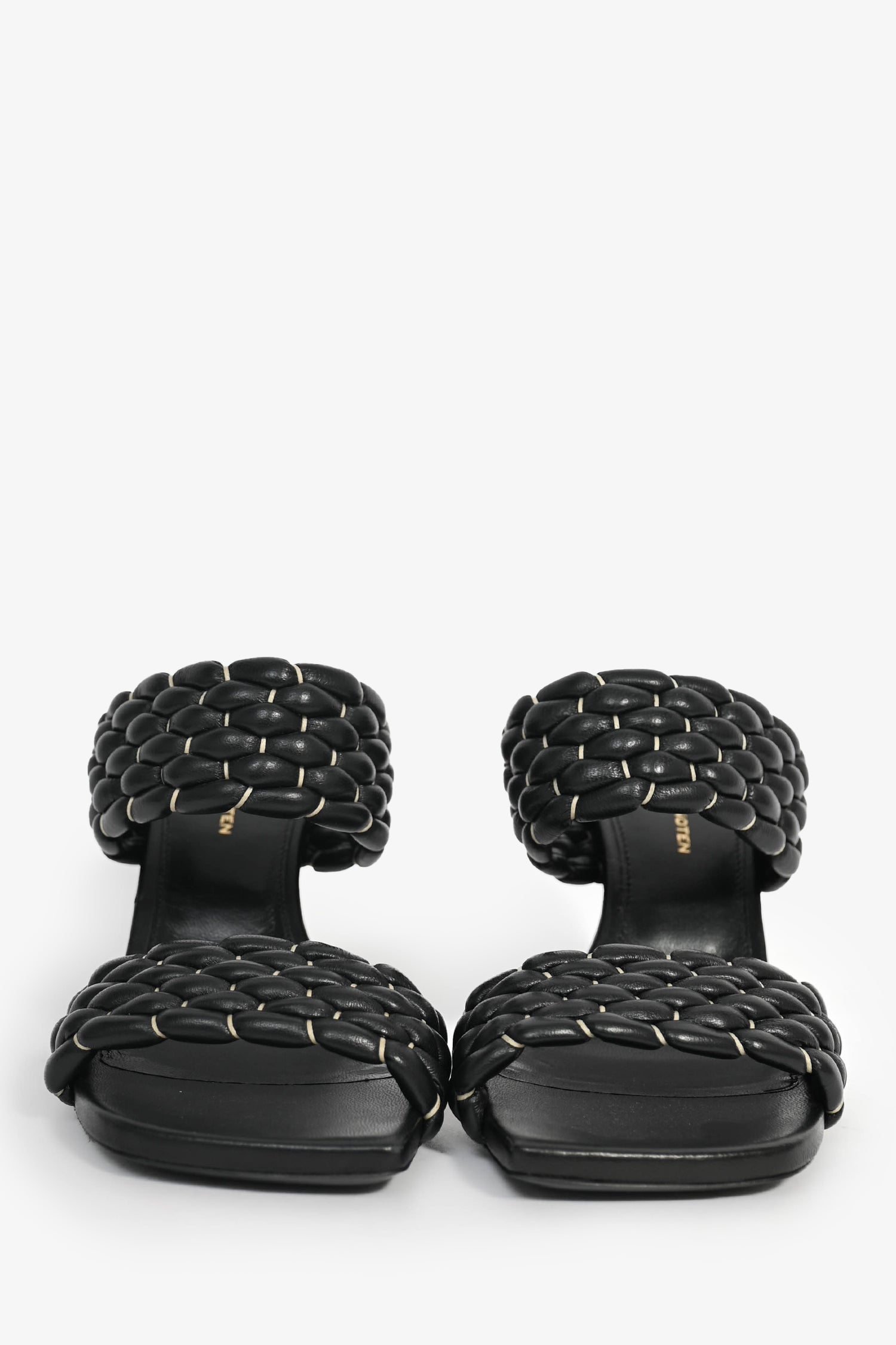 Dries Van Noten Black Woven Leather Heeled Mules Size 36