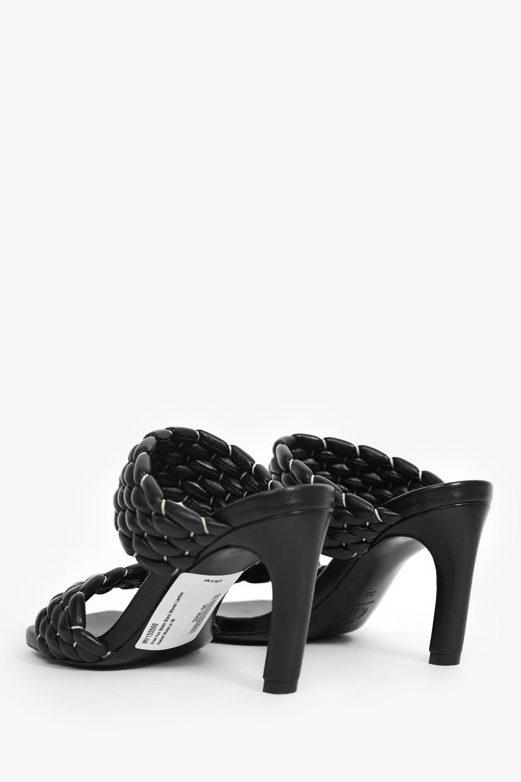 Dries Van Noten Black Woven Leather Heeled Mules Size 36