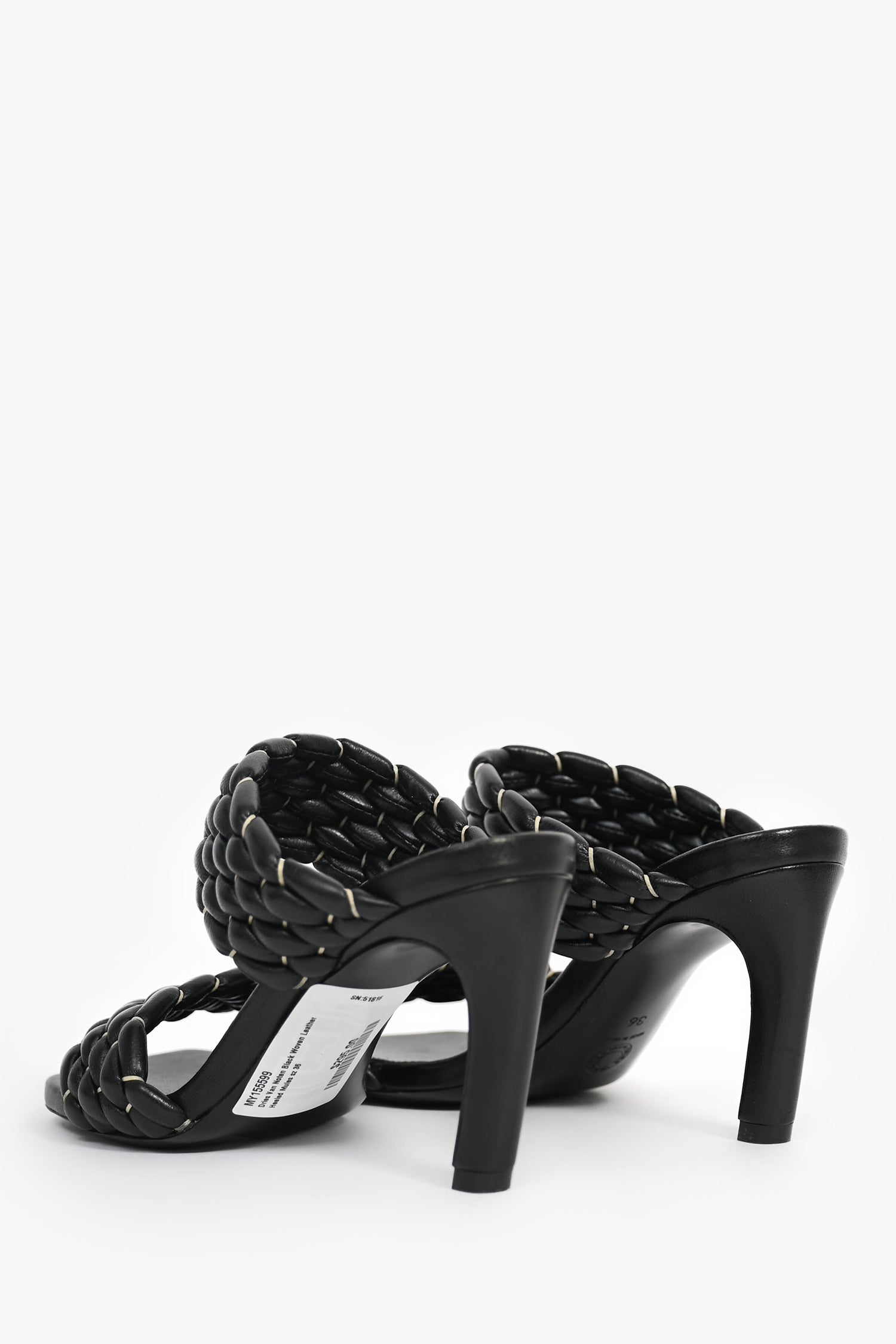 Dries Van Noten Black Woven Leather Heeled Mules Size 36
