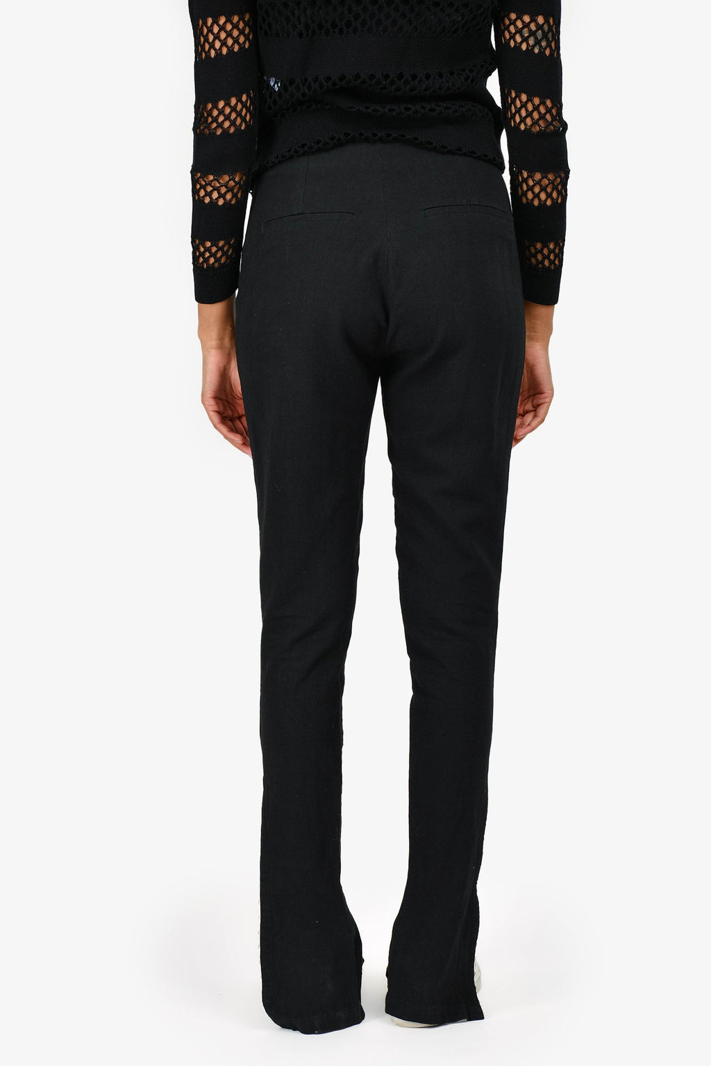 Jacquemus Black Linen High Waisted Split Detail Pants Size 38