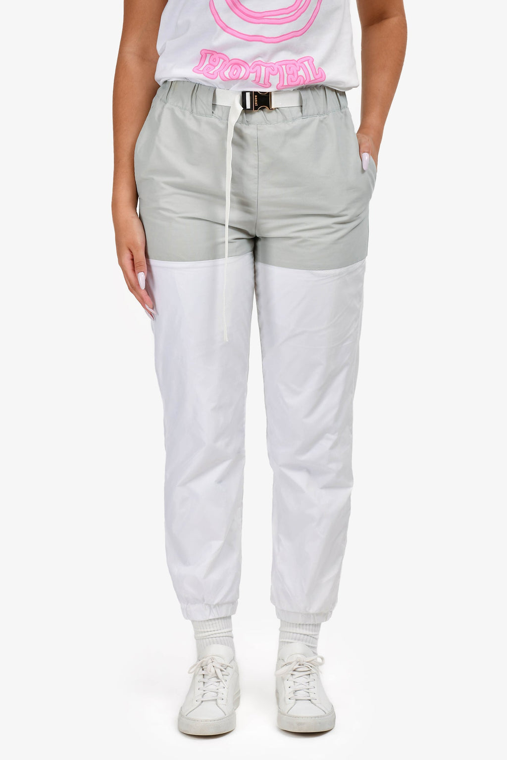 Sacai 2021 Grey/White Belted Track Pants Size 2