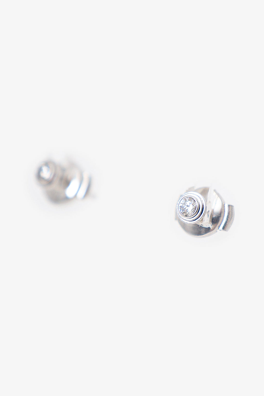 Cartier 18K White Gold 2 Diamond d'Amour Stud Earrings Mini Model