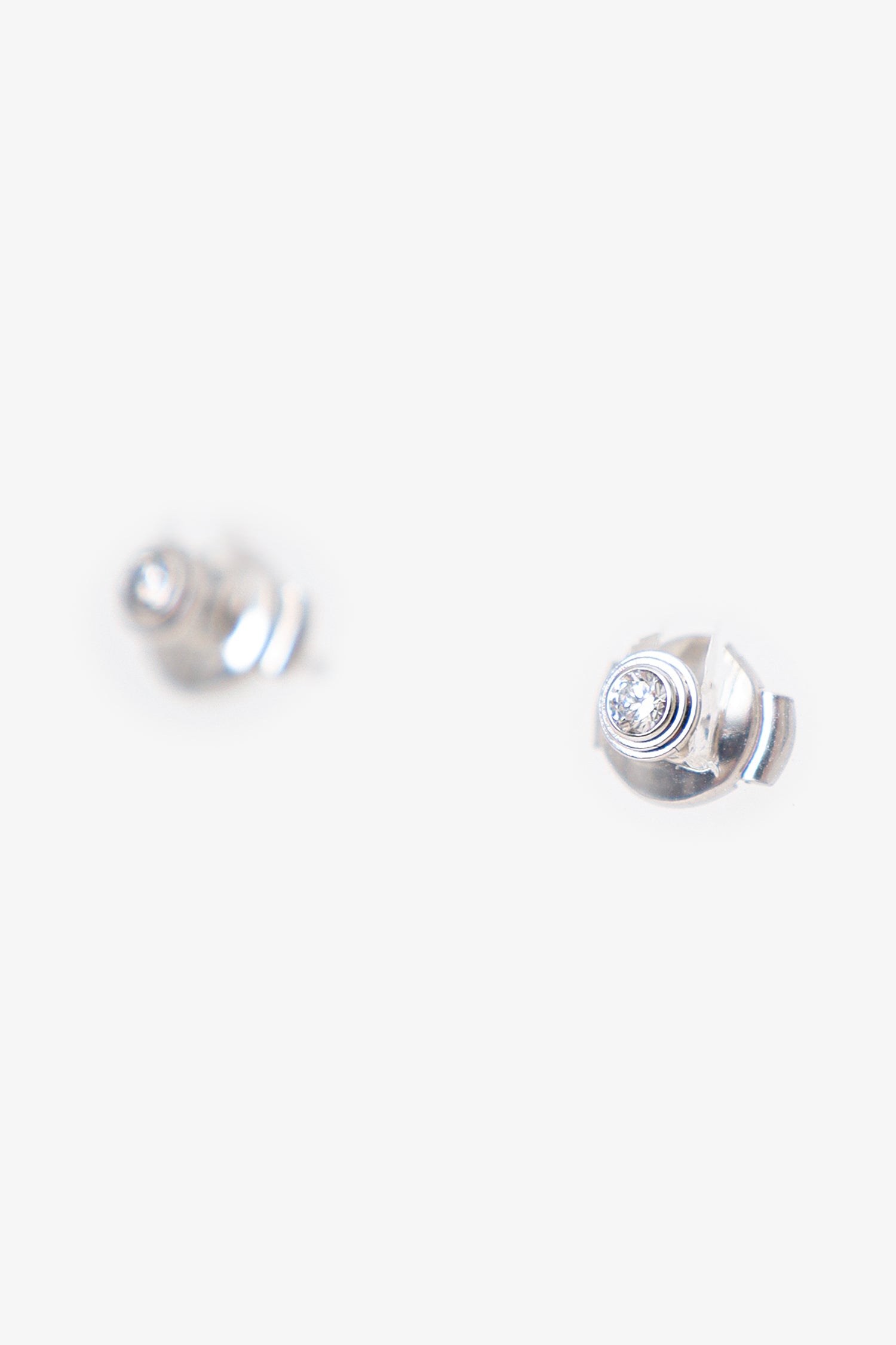 Cartier 18K White Gold 2 Diamond d'Amour Stud Earrings Mini Model