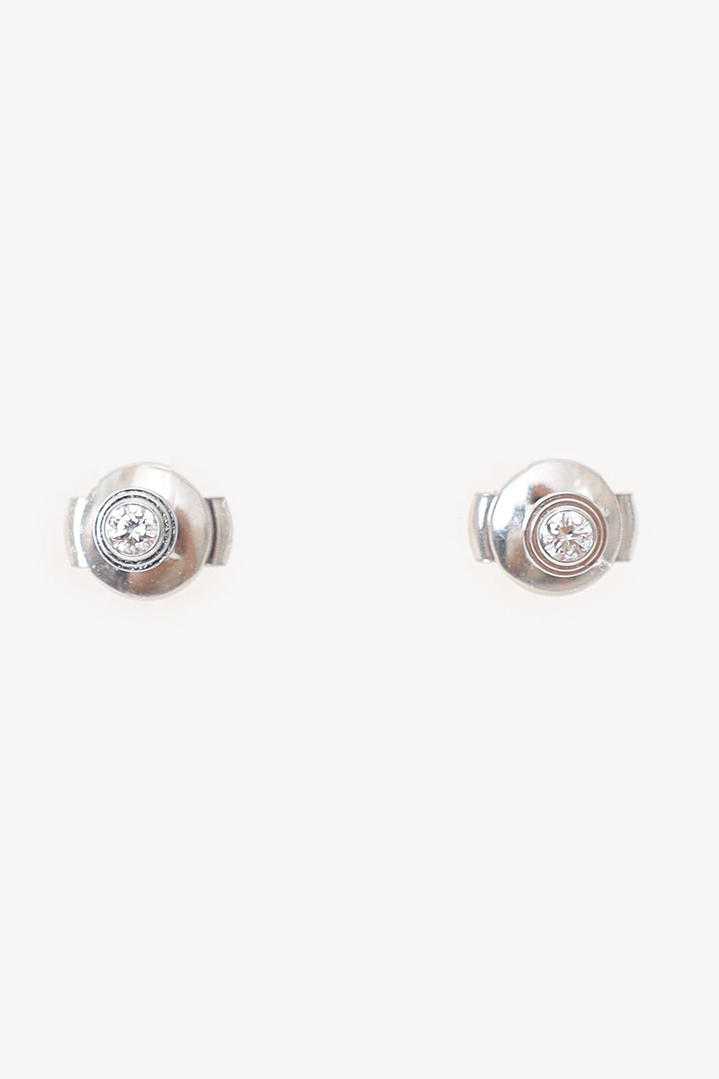 Cartier 18K White Gold 2 Diamond d'Amour Stud Earrings Mini Model