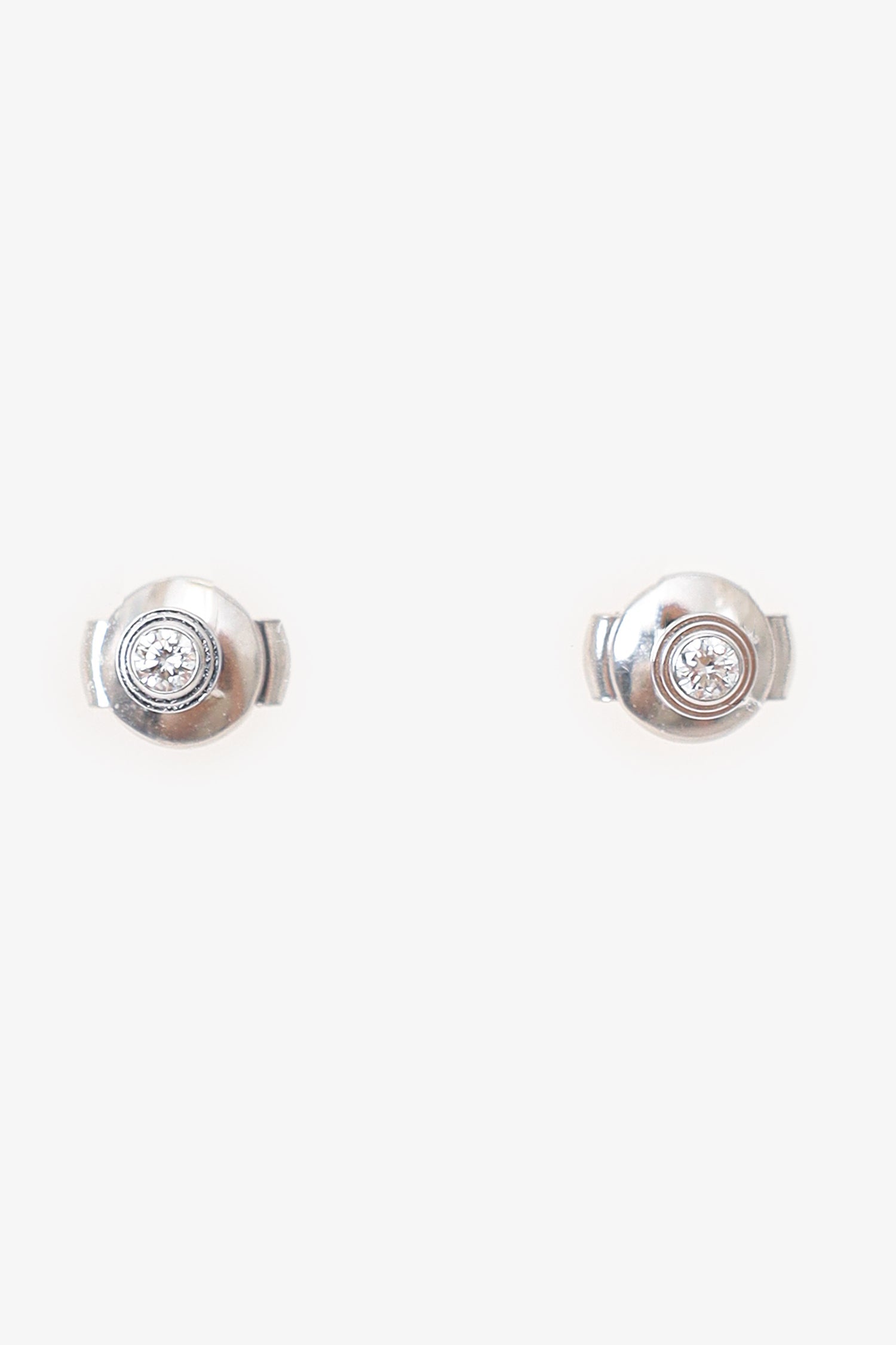 Cartier 18K White Gold 2 Diamond d'Amour Stud Earrings Mini Model