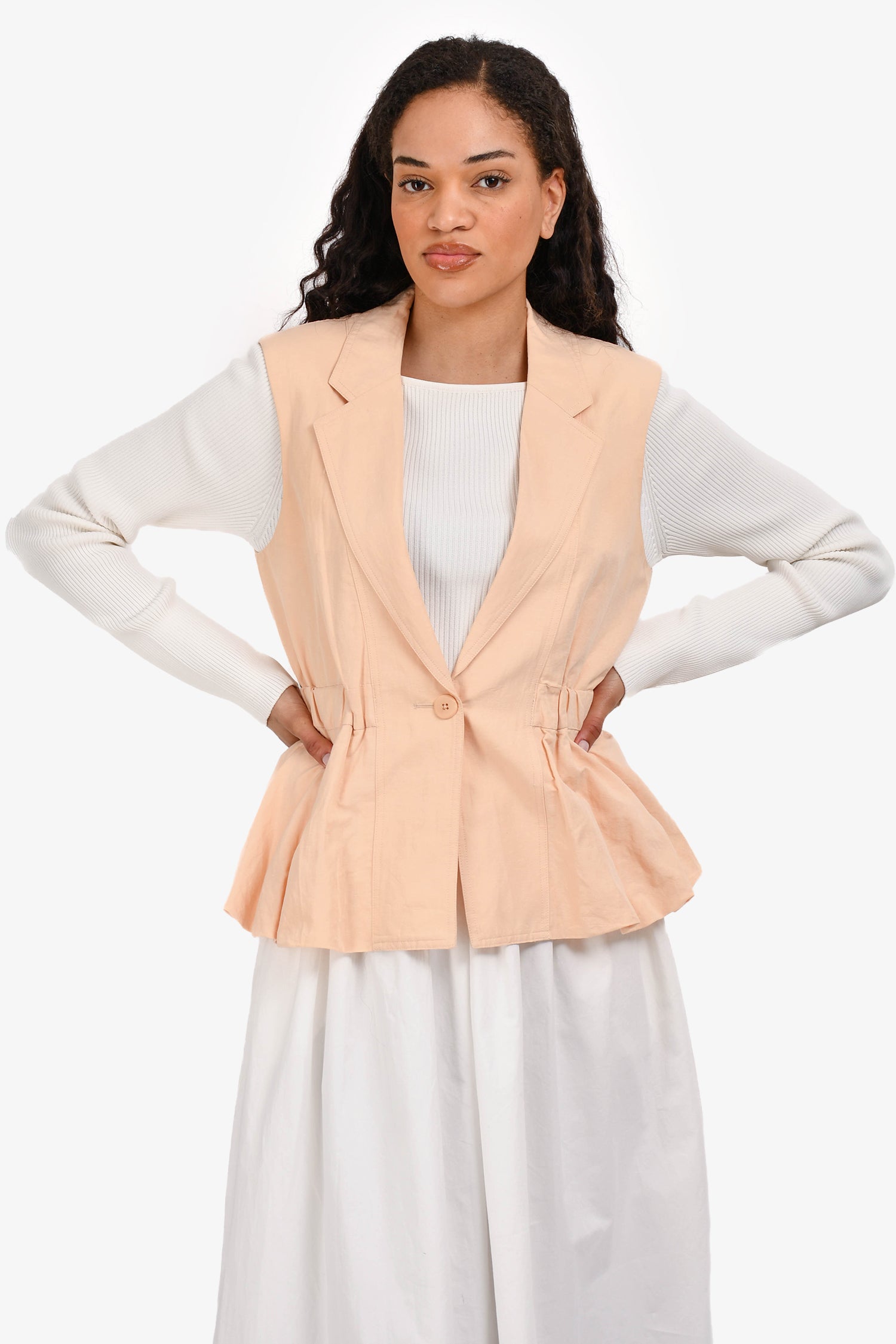 Ulla Johnson Orange Linen Ruched Vest Size S
