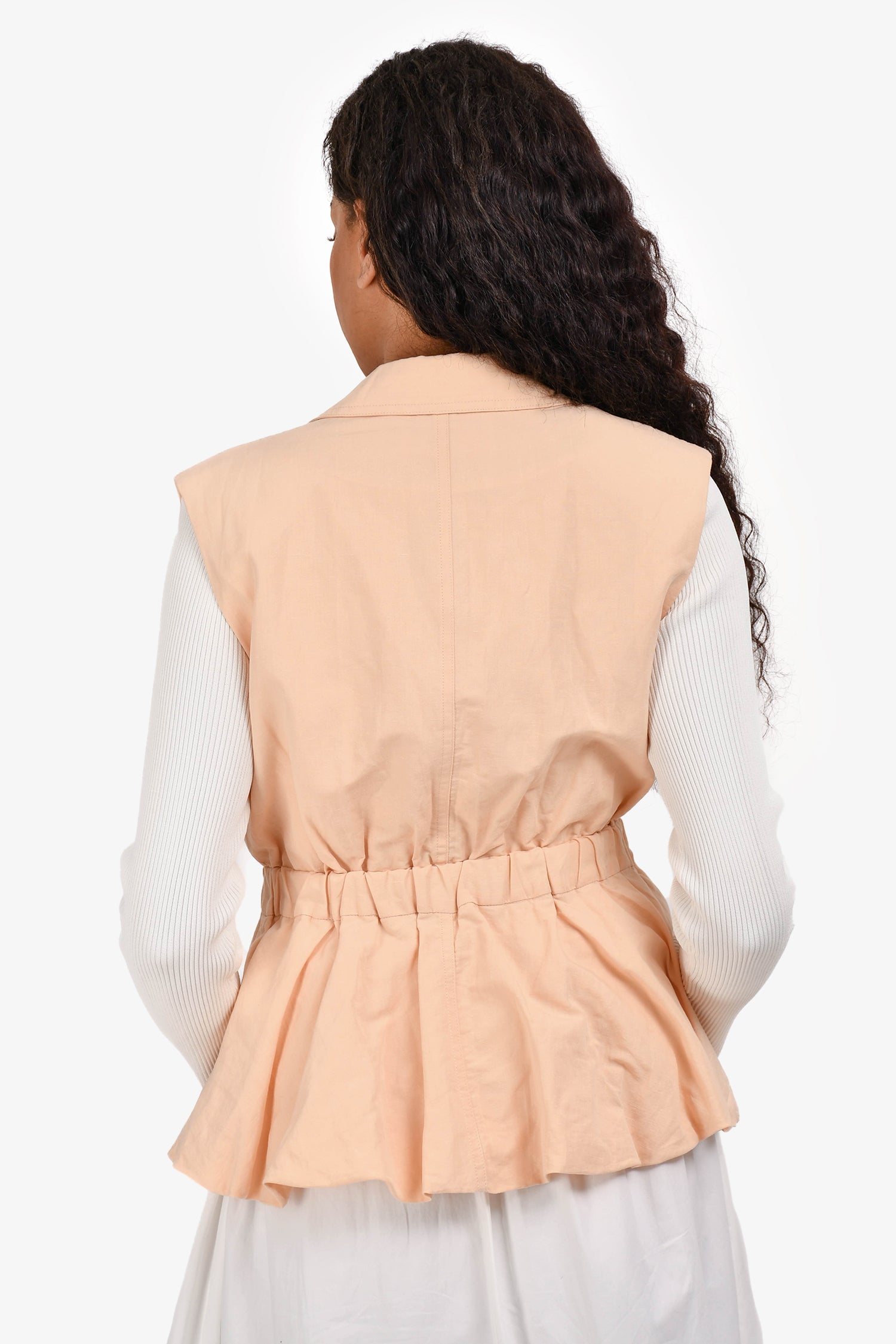 Ulla Johnson Orange Linen Ruched Vest Size S