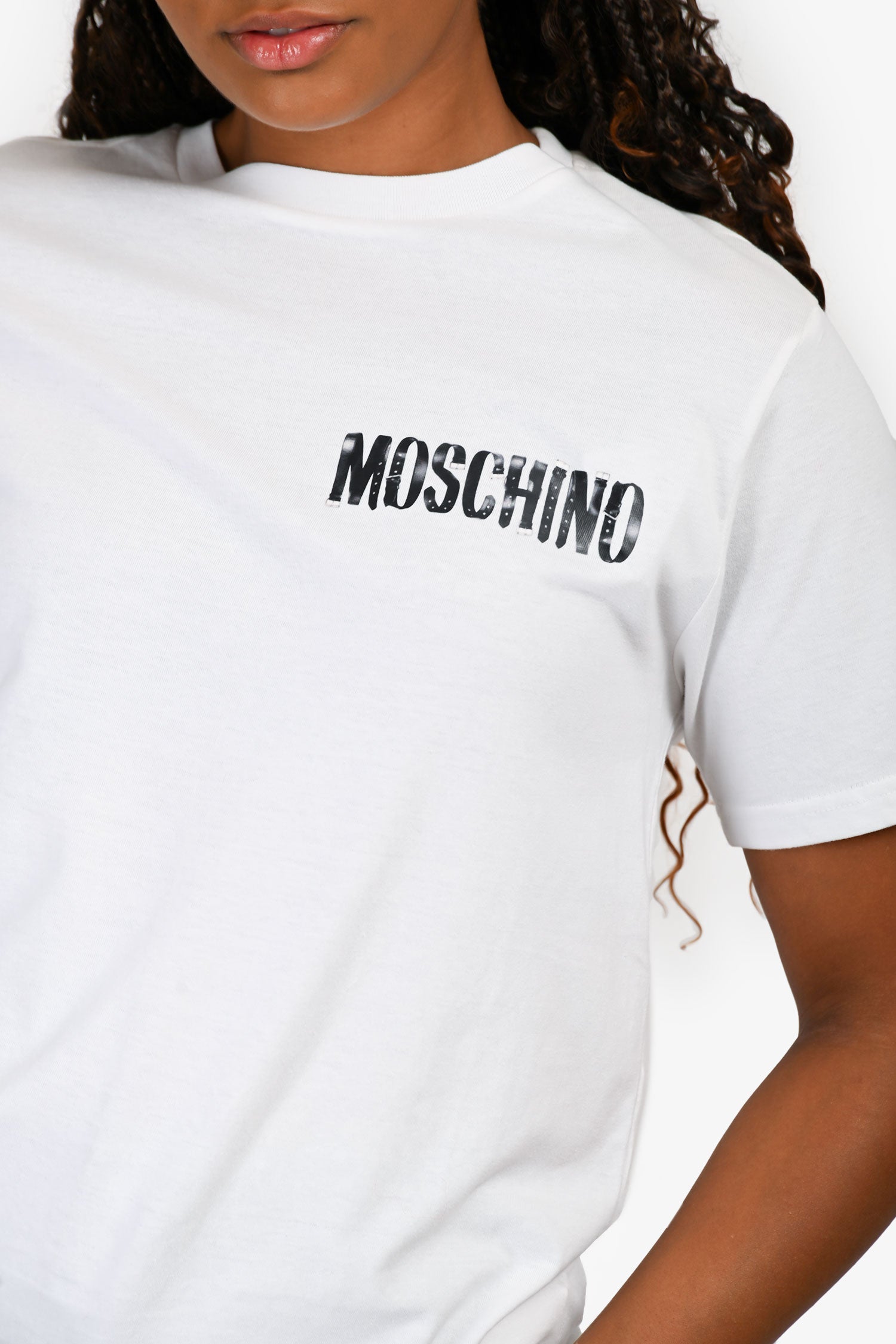 Moschino White Graphic Logo T-Shirt Size 46 Mens