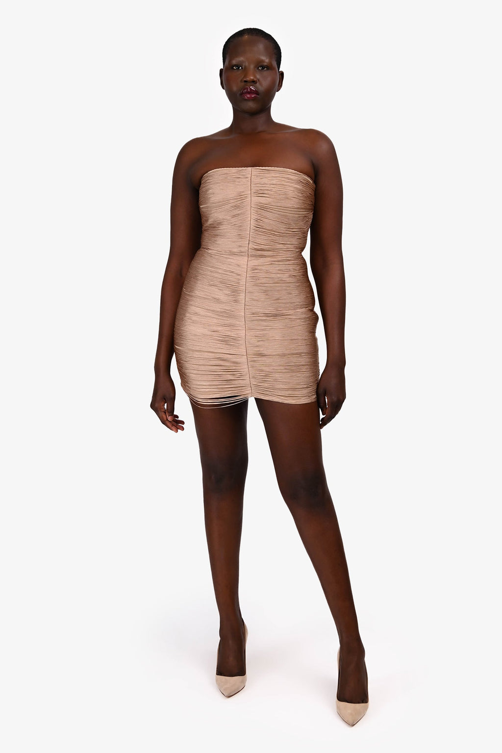 Alexander Wang Bronze Fringe Tube Mini Dress Size 8