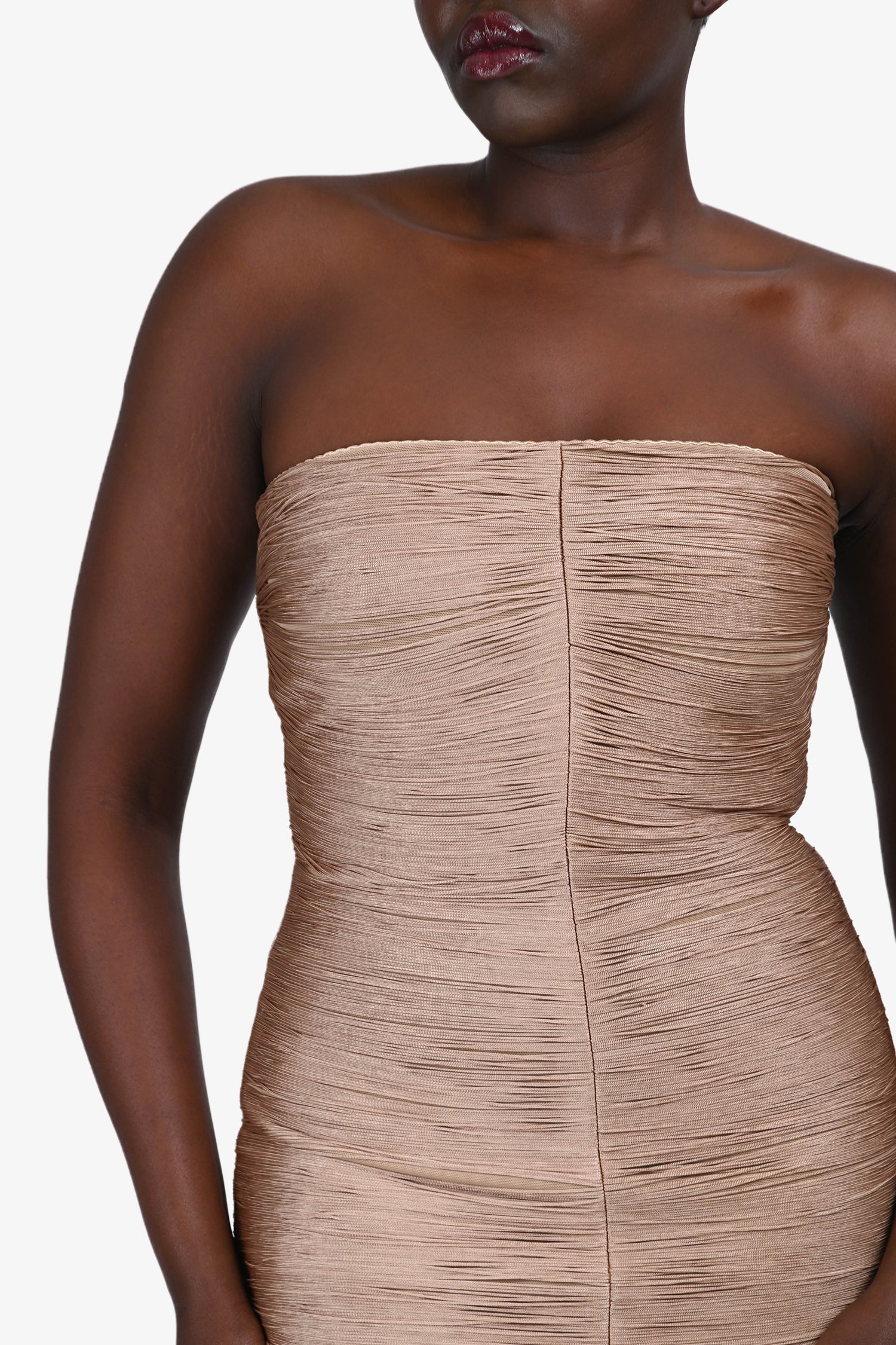 Alexander Wang Bronze Fringe Tube Mini Dress Size 8