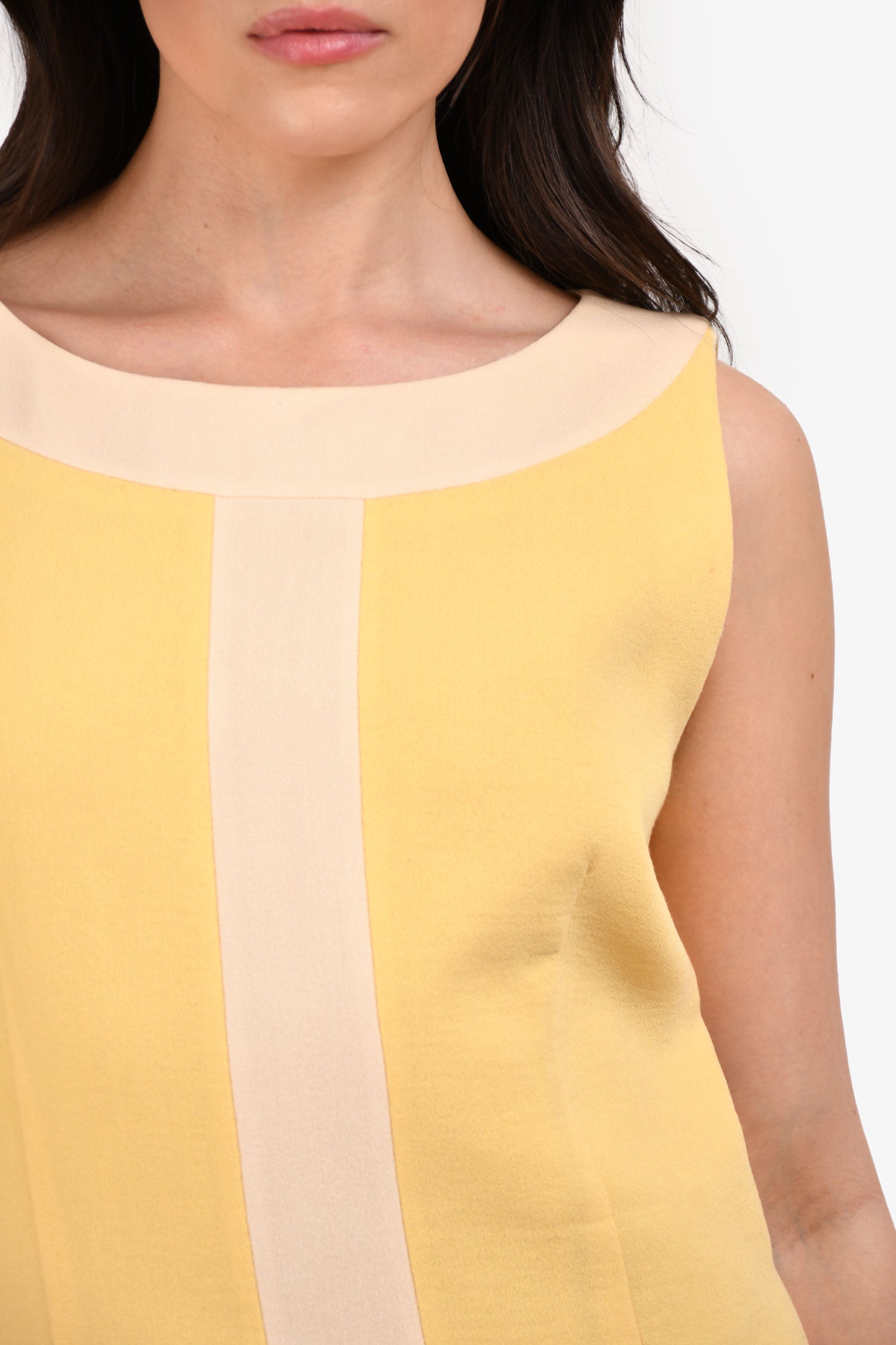 Dolce & Gabbana Yellow/Cream Striped Wool Dress Size 44