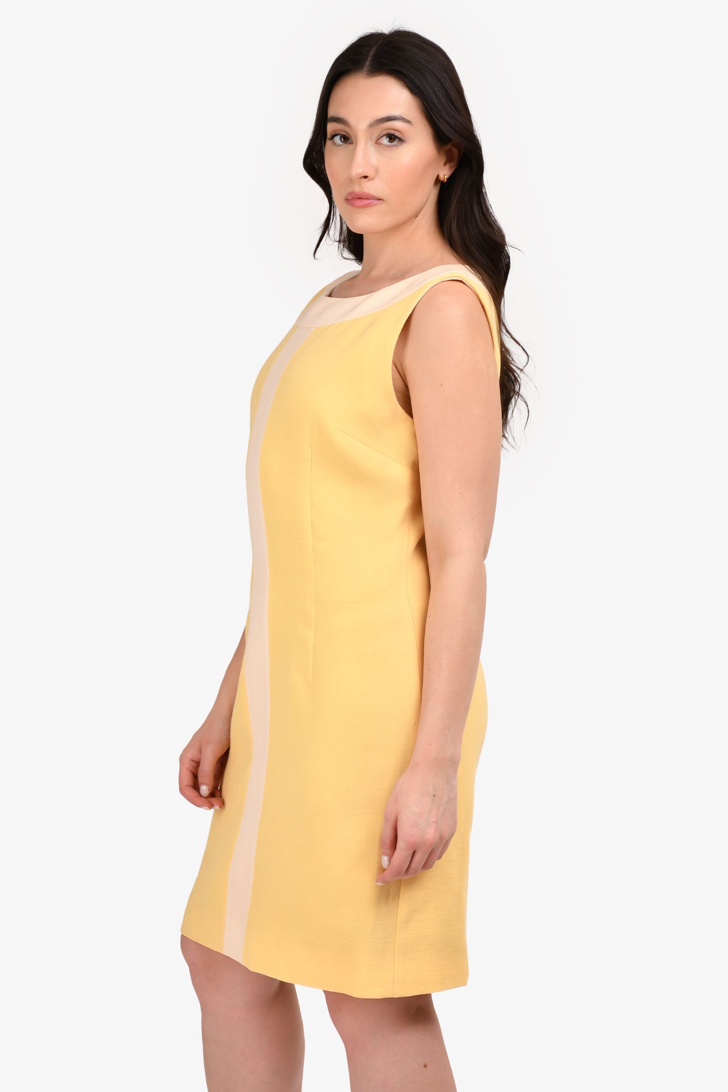 Dolce & Gabbana Yellow/Cream Striped Wool Dress Size 44