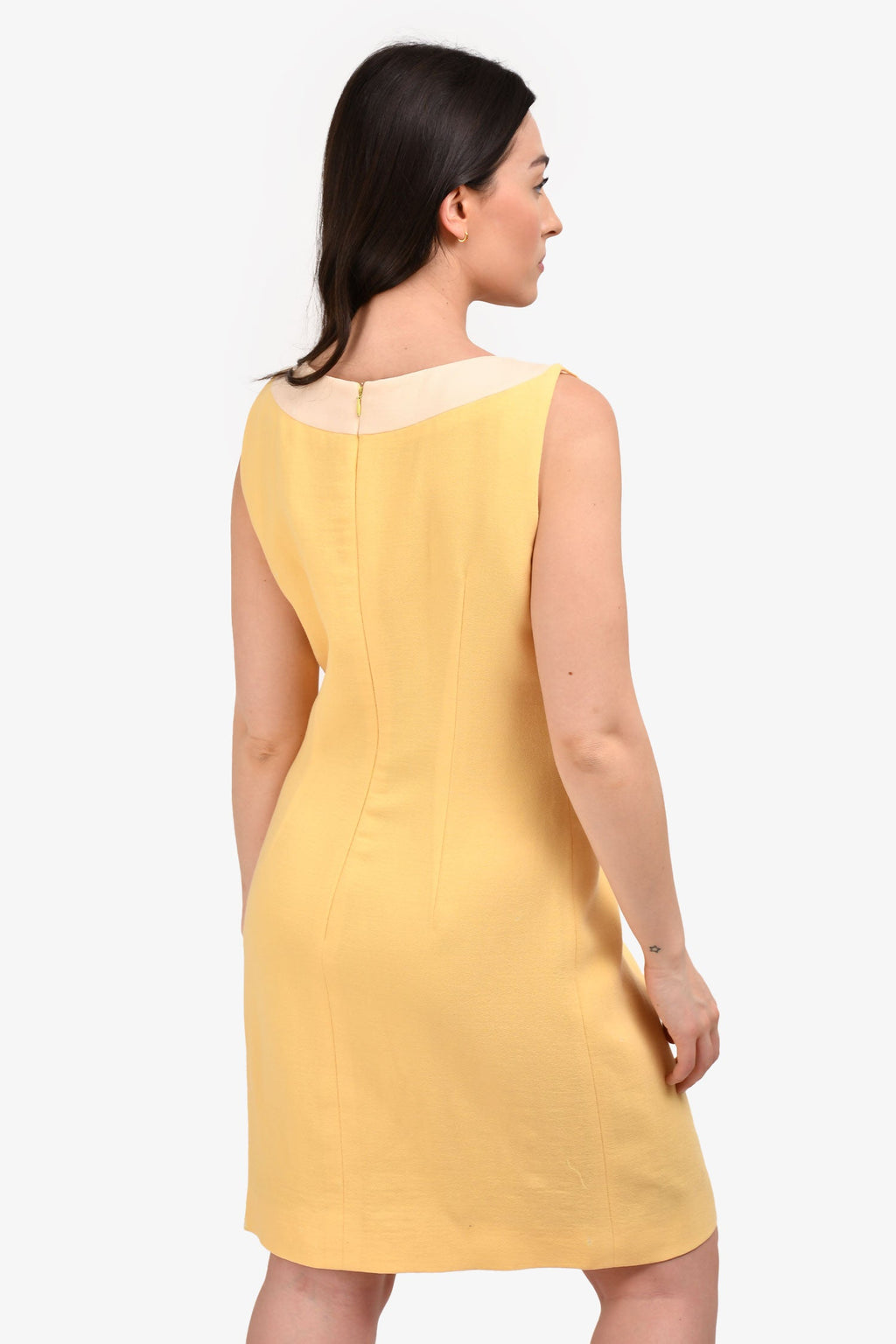 Dolce & Gabbana Yellow/Cream Striped Wool Dress Size 44