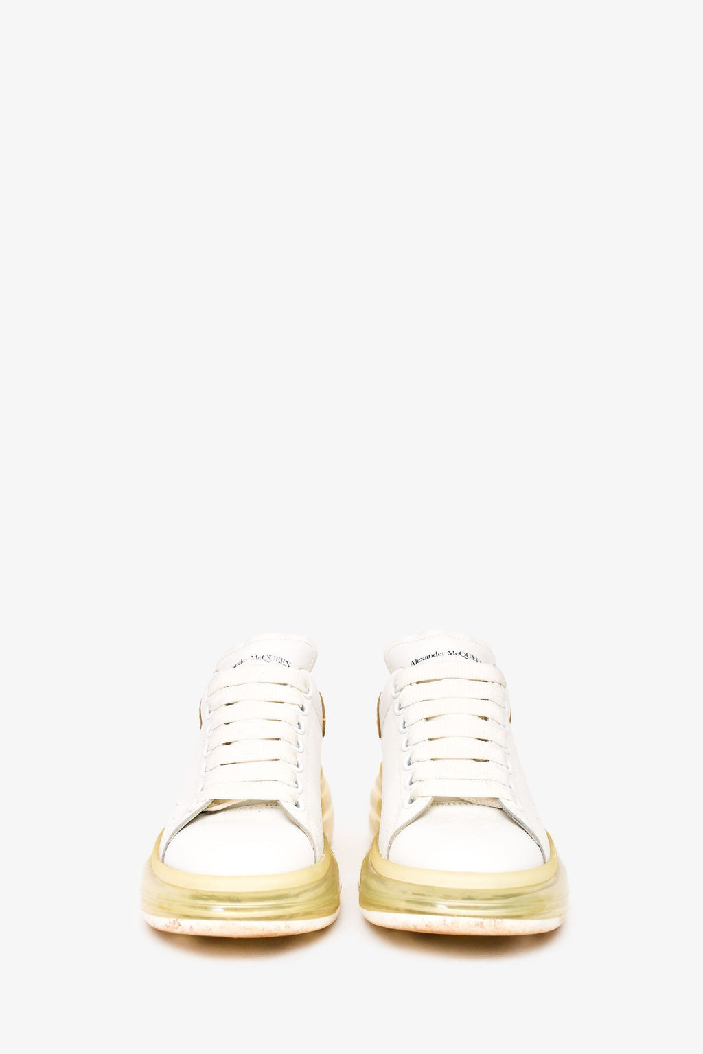 Alexander McQueen White/Snakeskin Embossed Leather Oversized Sneakers Size 36