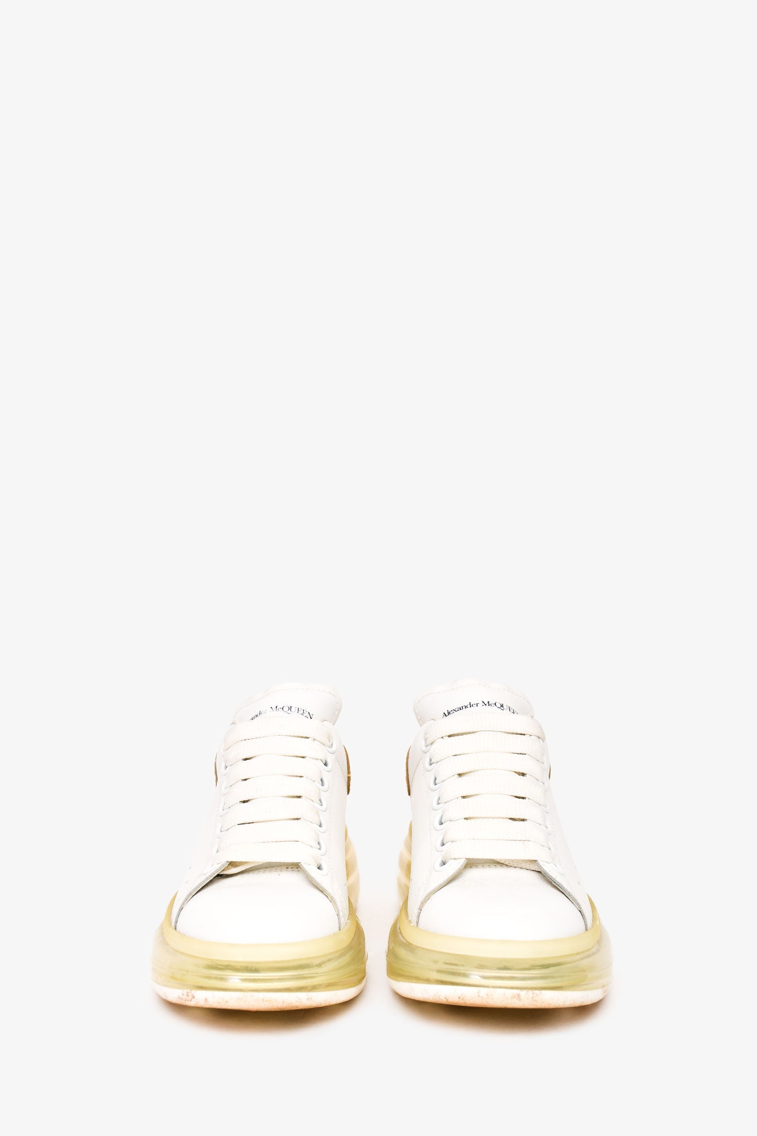 Alexander McQueen White/Snakeskin Embossed Leather Oversized Sneakers Size 36