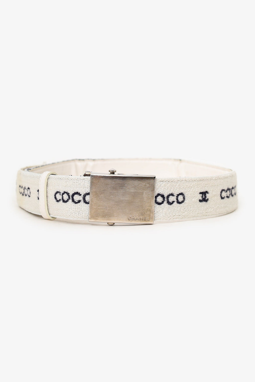 Pre-Loved Chanel™ White Wool 'Coco CC' Belt
