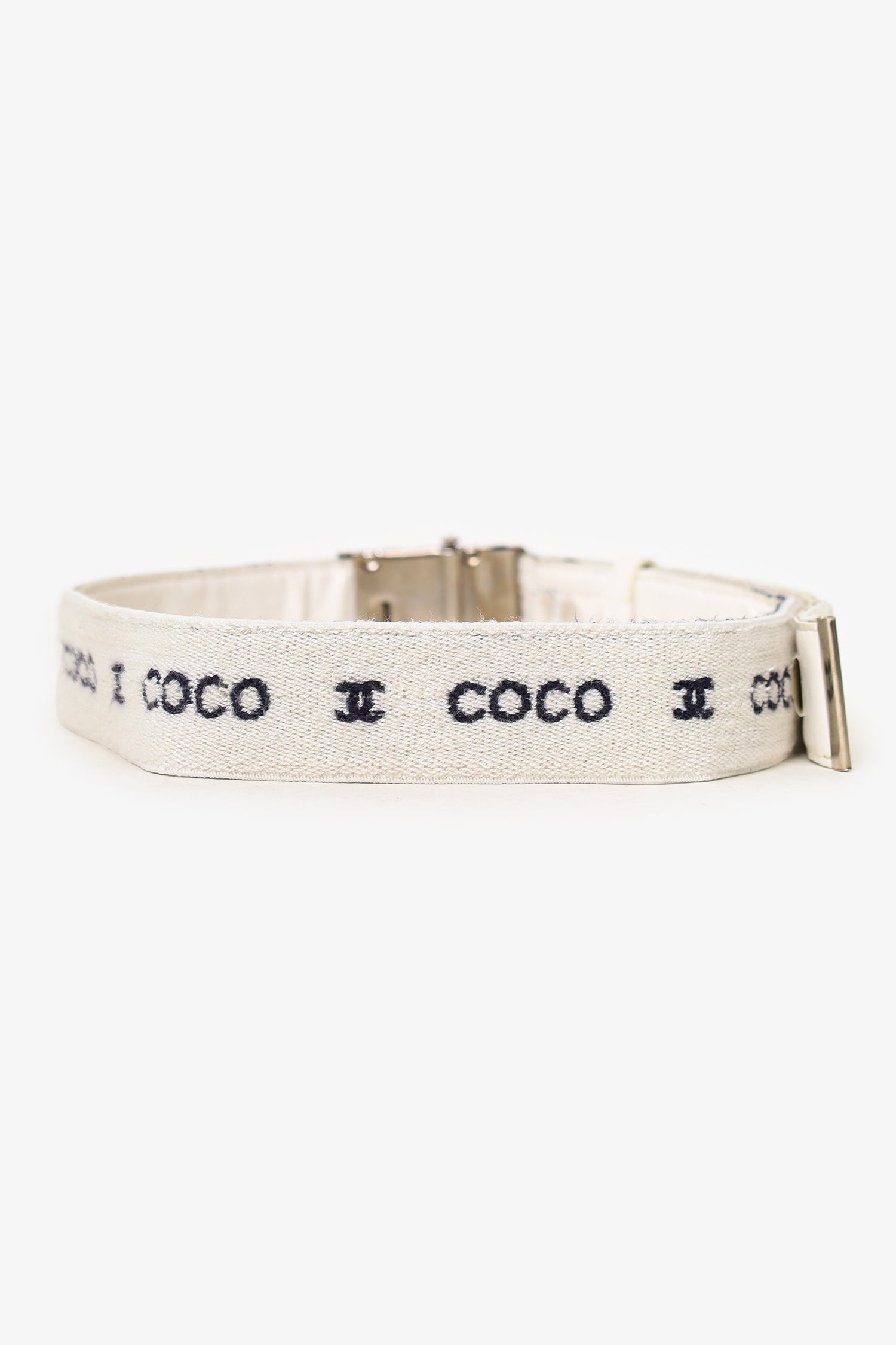 Pre-Loved Chanel™ White Wool 'Coco CC' Belt