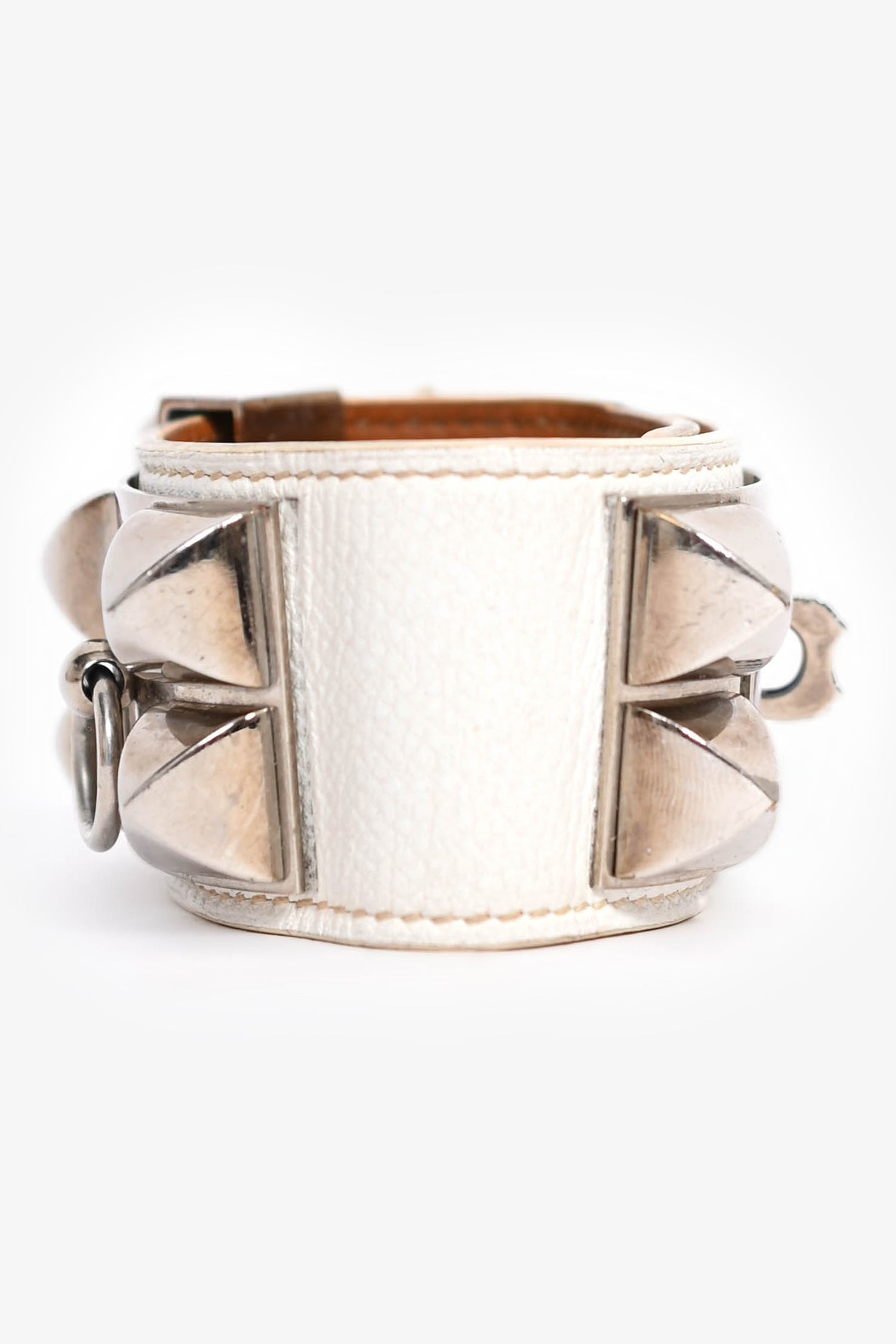 Hermès 2014 White Epsom Leather Collier De Chien Bracelet PHW